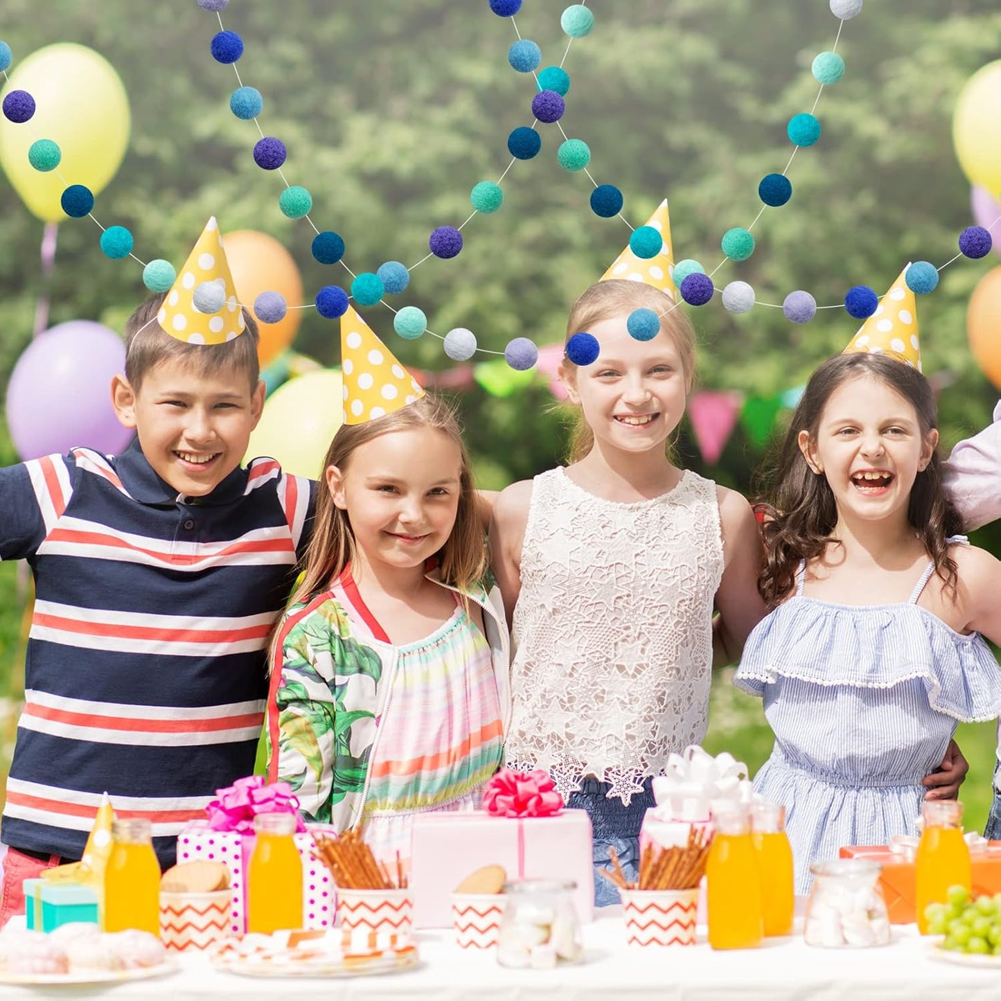 Felt Ball Garland Misscrafts 9.8 Feet 100% Wool Roving Pom Pom Garland 20mm Colorful for Baby Shower Grand Opening Party Festivals Room Decorations