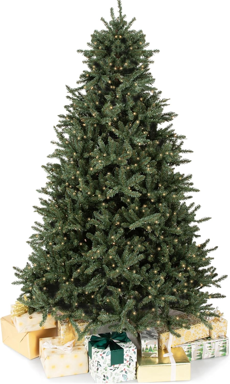 Papyrus 7 ft Pre-Lit Artificial Christmas Tree, Blue Spruce, Warm White Lights, Includes Stand and Storage Bag