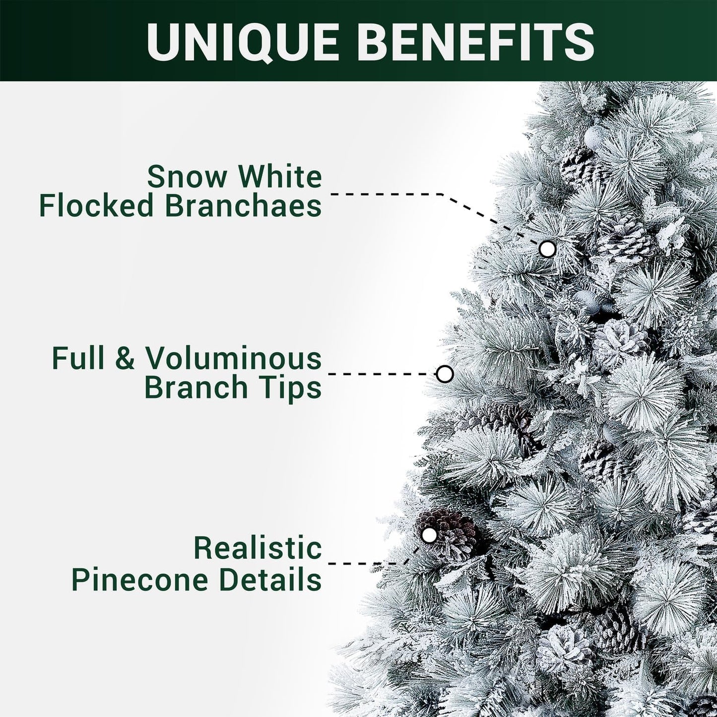 Naomi Home Darla Snowy Christmas Tree 6.5ft/Snow Flocked