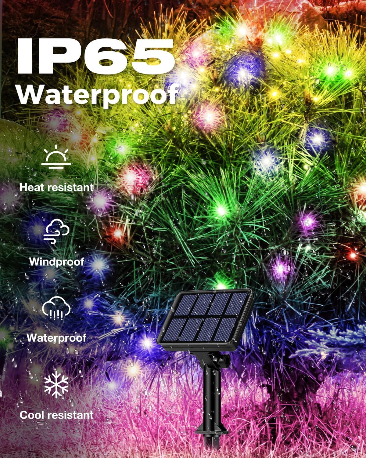 6 Pack Solar Fairy Lights for Outside Waterproof, 49FT/15M 150LED Solar String Lights Outdoor 8 Modes Solar Twinkle Lights for Garden Yard Christmas Tree Wedding Party Decor, Multicolor