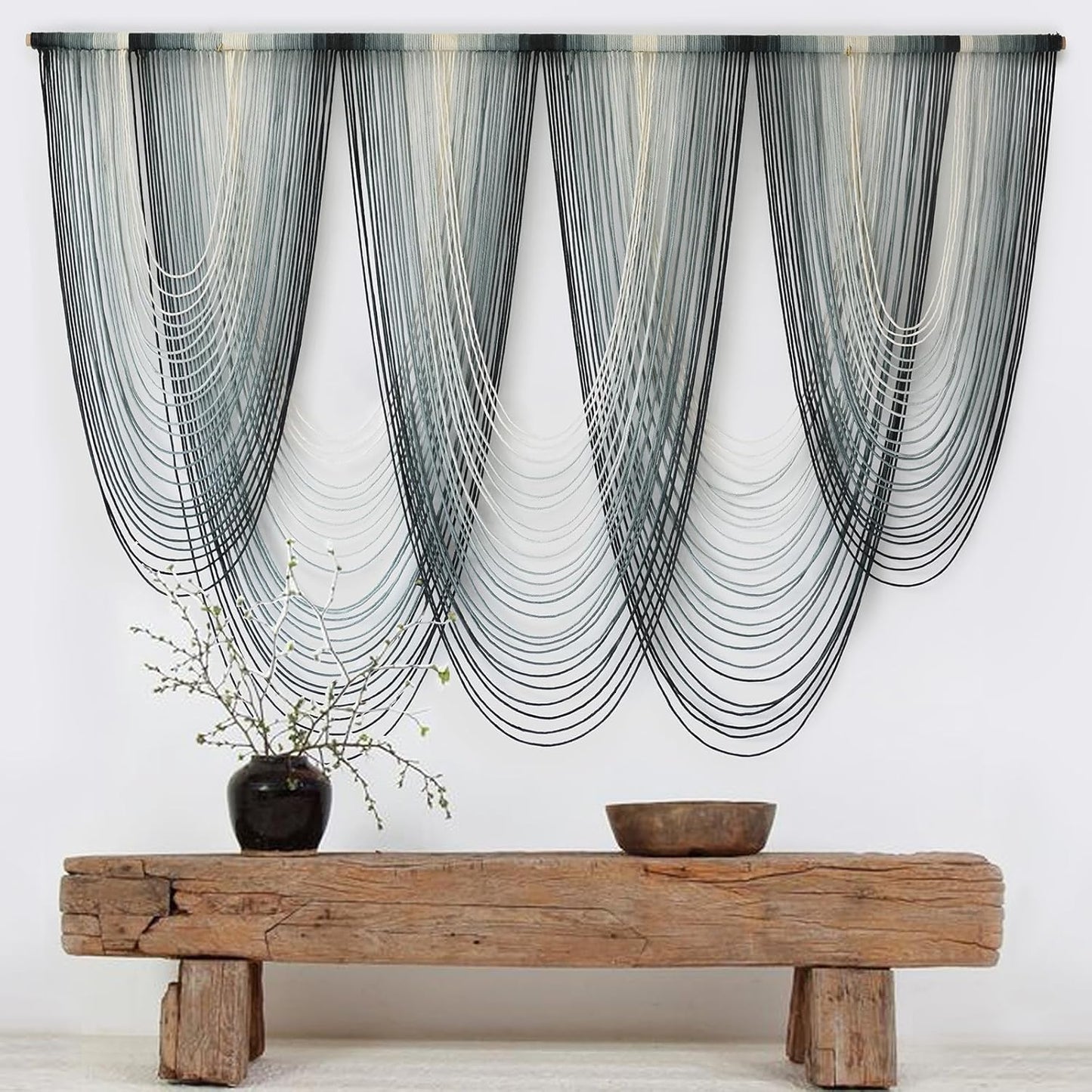 IOWER Large Macrame Wall Hanging Dip-Dyed Macrame Wall Decor Boho Wall Decor Craftsmanship Fiber Art 57" W x 41" L