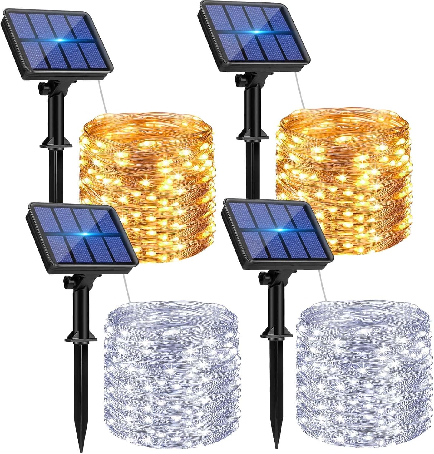 4 Pack Solar String Lights Outdoor - 320LED 132FT Solar Fairy Lights Outside Waterproof 8 Modes, Copper Wire Solar Powered Twinkling Lights for Tree Garden Patio Christmas Wedding Party Decorations