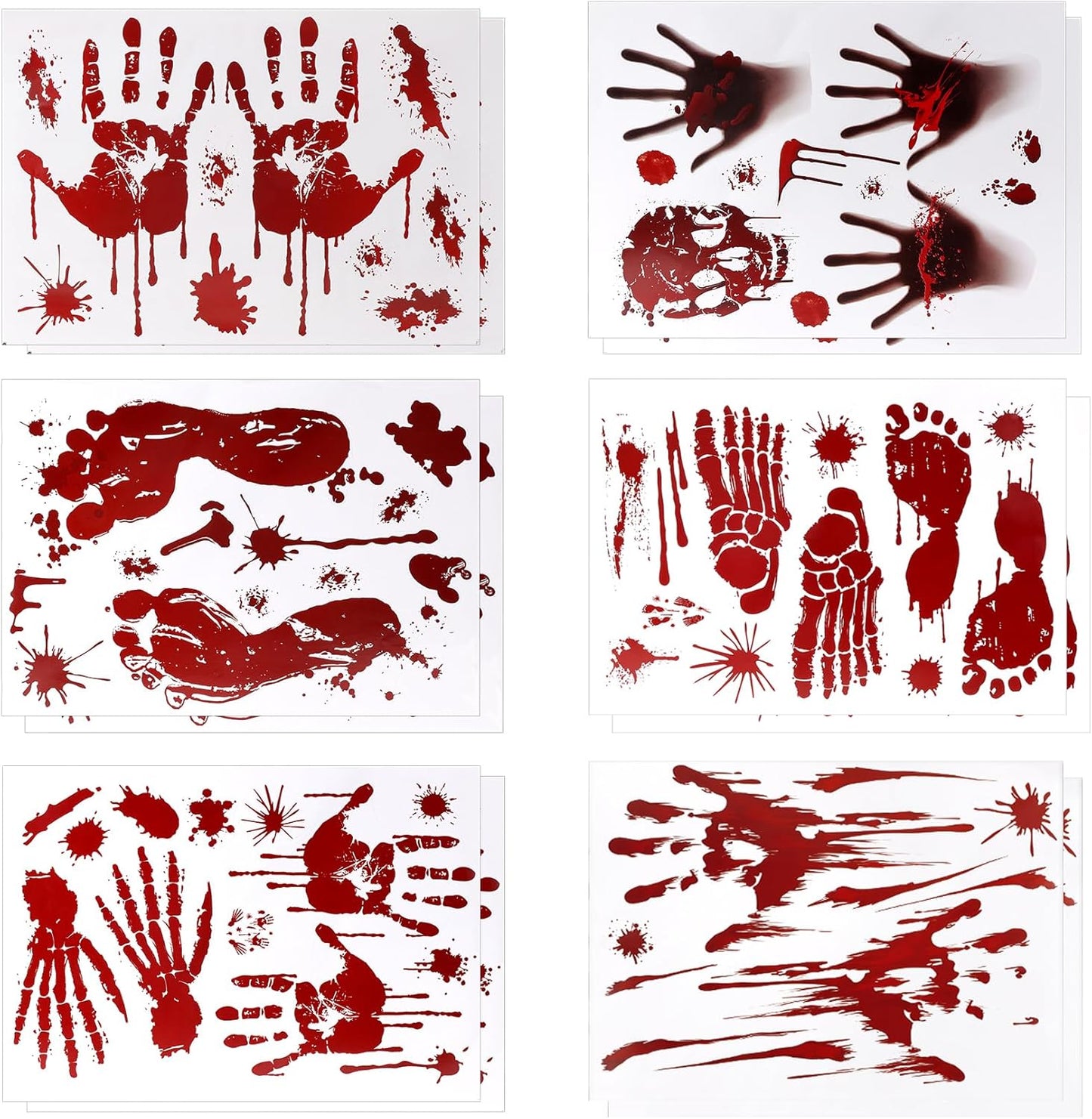 DC-BEAUTIFUL Halloween Bloody Handprint Footprint Horrible Window Stickers, 12 Sheets Decoration Clings for Window Wall Floor Glass Bathroom Outdoor Indoor Halloween Party