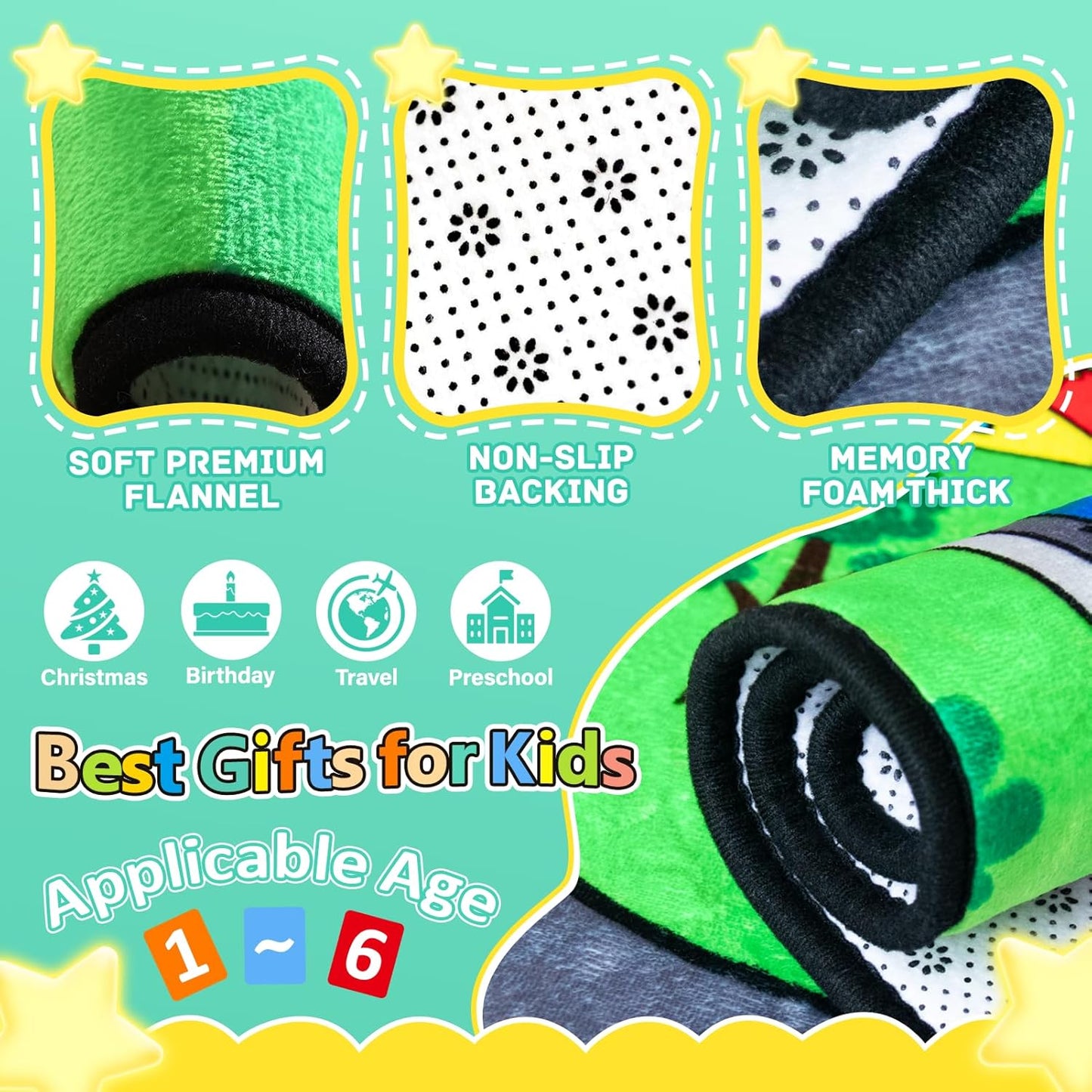 Road Car Rug,City Road Rug for Kids,3x5 Ft Kids Floor Play mat,and Car Carpet Play Mat with Realistic Colors – Perfect for Children and Non-Slip for Classroom,Playroom and Bedroom