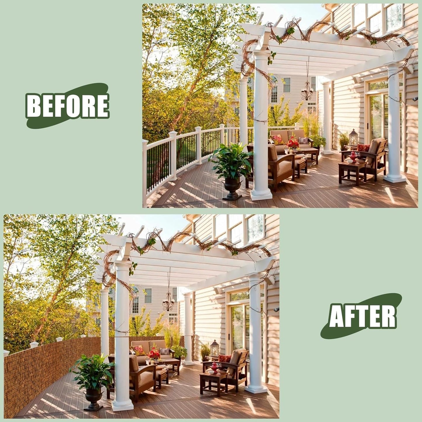 2 Pack Natural Reed Fence,6FT X 16.4FT Bamboo Fencing Privacy Reed Screening for Outdoor, Gallery, Restaurant, Hotel, Patio (Brown)