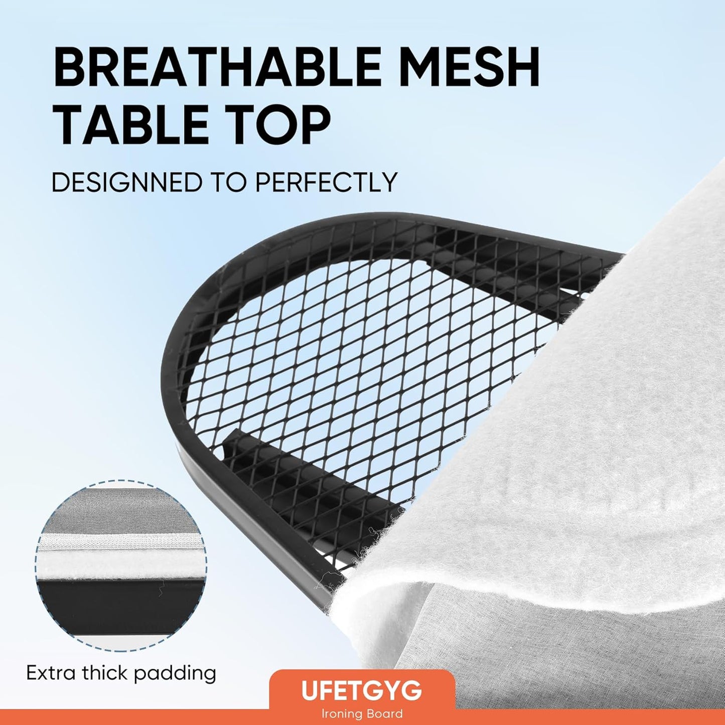 Classic Ironing Board 43" X 13" W/with Iron Rest | Full Metal Construction| Height Adjustable | Heat & Scorch Resistant Fabric | Anti-Skid Feet | Easy to Fold (Dark Grey)