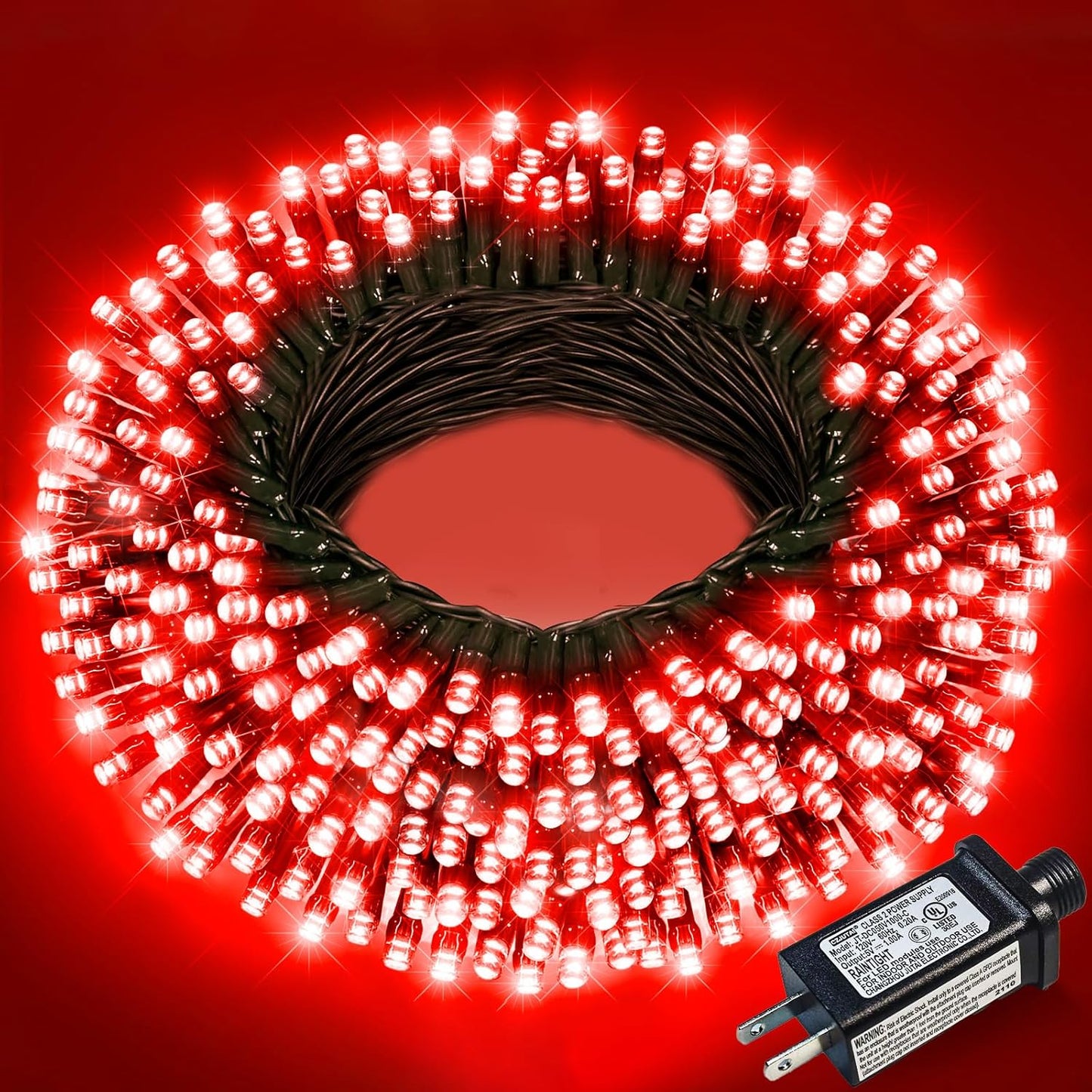 Christmas Lights Outdoor, 66FT 200 LED Christmas Tree Lights with 8 Modes Waterproof, Plug in Green Wire String Twinkle Light for Indoor Bedroom Patio Wedding Holiday Decorations, Red