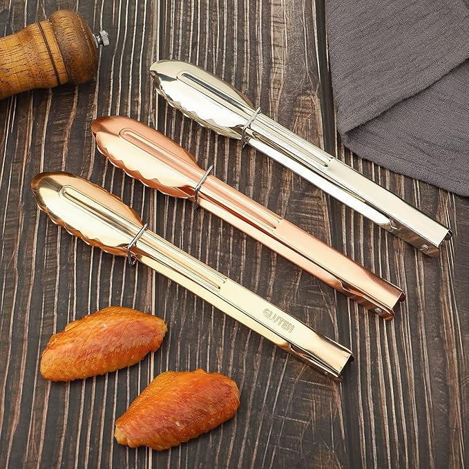 MSY BIGSUNNY 9 Inch Kitchen Food Tongs, Buffet Tongs, Serving Tongs for Cooking, Grilling, Aluminum Tongs - Set of 3 (multi color)