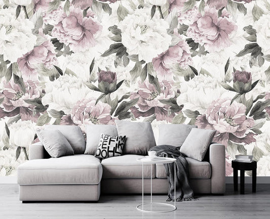 Cliouar-Vintage Purple Pink Rose Bedroom Living Room Decor Wallpaper Mural Bedroom Living Room Decor Peel and Stick 98" x 58"