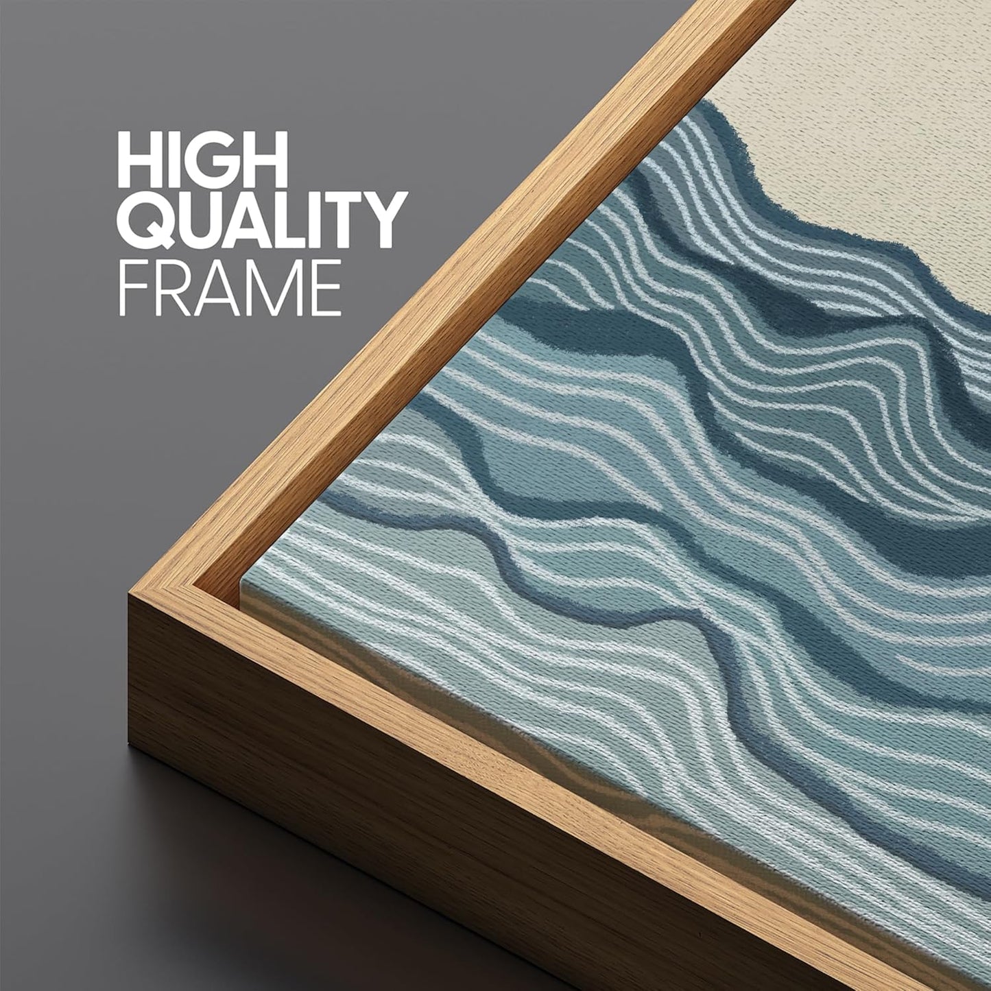 MUDECOR Large Framed Canvas Print Wall Art Calm Seascape Ocean Waves and Setting Sun Illustrations Antique Retro Fine Art Illustrations Decorative Colorful for Bedroom - 60"x20"