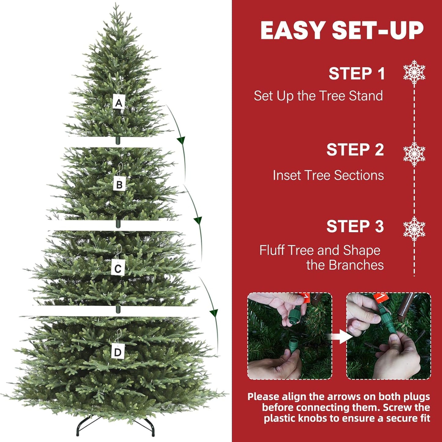 Hykolity 12 ft Prelit Christmas Tree, Artificial Christmas Tree with 850 Warm White Lights, 8109 Branch Tips, Metal Stand and Hinged Branches for Holiday, Decoration