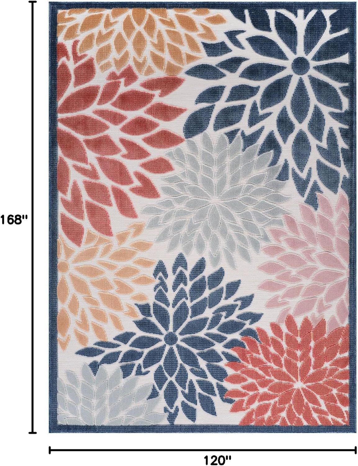 Beverly Rug Outdoor Rug 10x14 Large Modern Floral Tropical Area Rugs for Indoor and Outdoor Patio Easy to Clean Non Shedding Living Room Porch Garden Washable Outside Carpet (10 x 14 Multicolor)