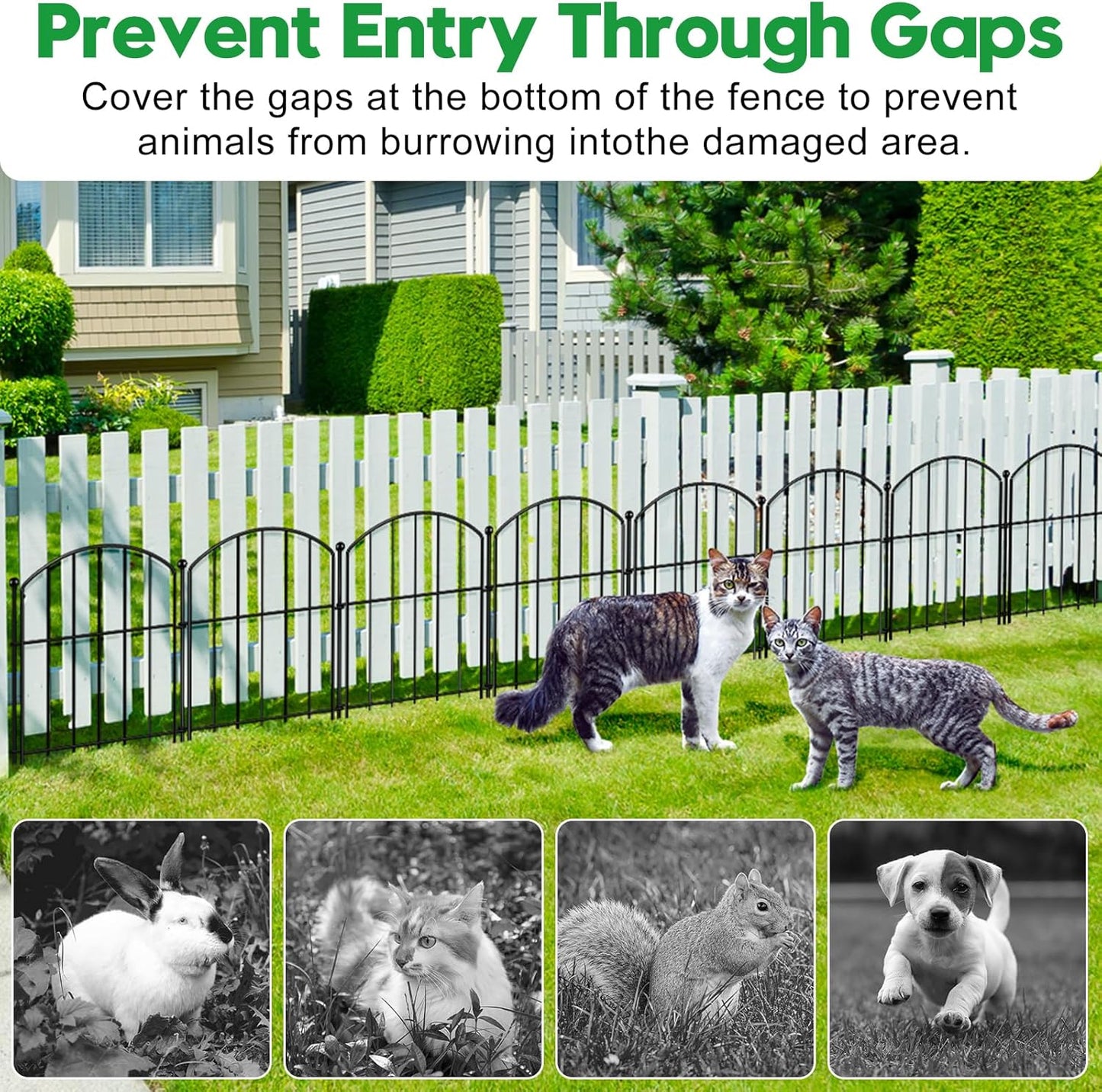 Decorative Garden Fence 17in (H) x50ft (L), Arched Rustproof Metal No Dig Fence for Dogs & Rabbit, Ornamental Animal Barrier for Flower Beds, Border Panels Fencing for Yard & Patio Outdoor Decor