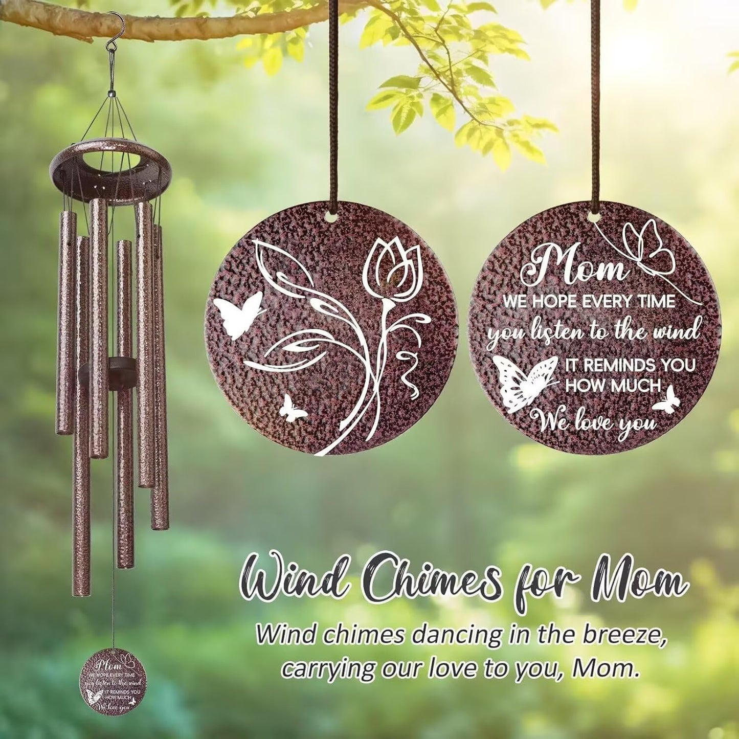 Gifts for Mom, 25''Wind Chimes, Mother Birthday Gifts for mom from Daughter Son, Mothers Day, Thanksgiving, Christmas Day Gift Ideas for Love Rreminder