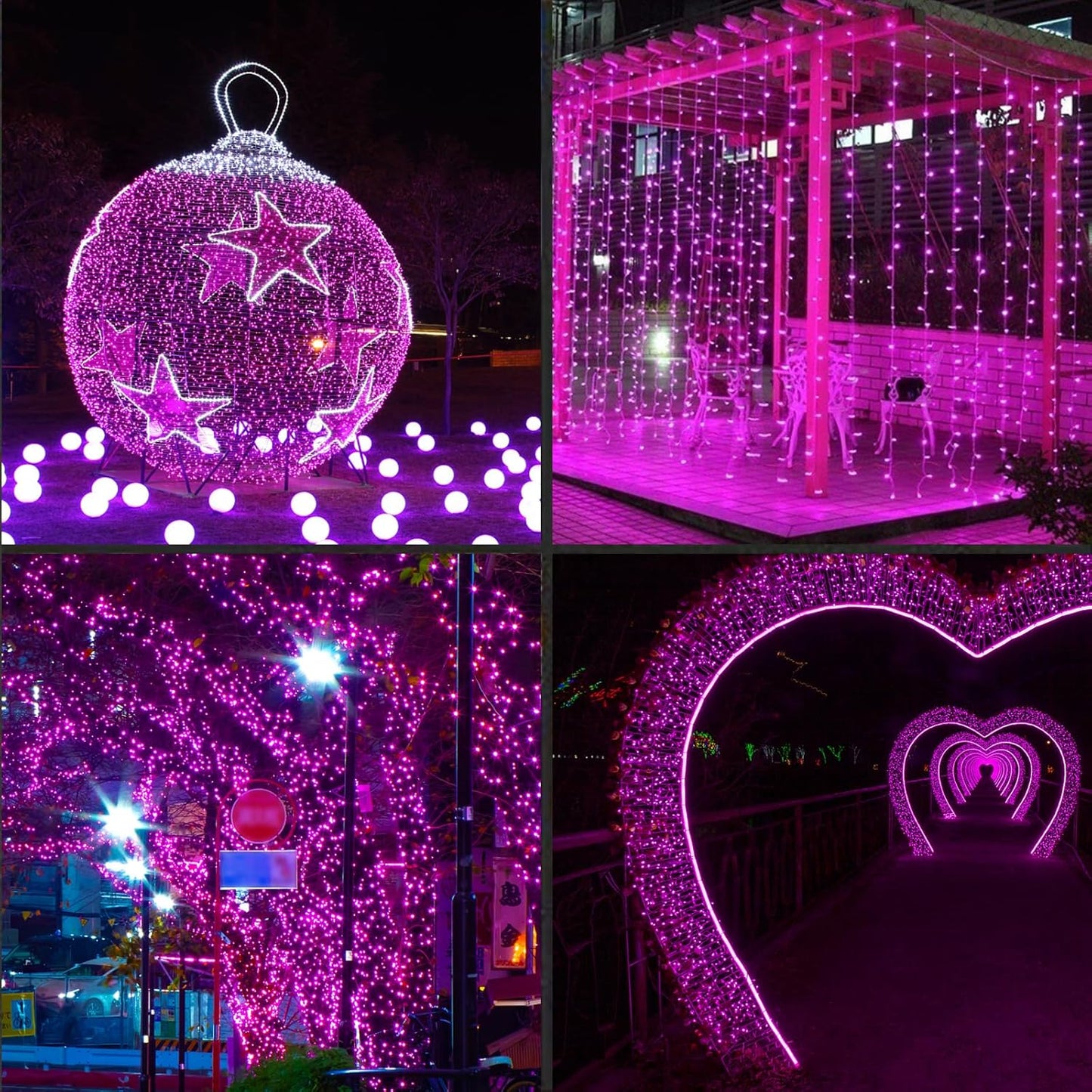 600LED (12pk of 50L) String Lights,LED Christmas Lights, 6" SPACING,Green Wire,Pink