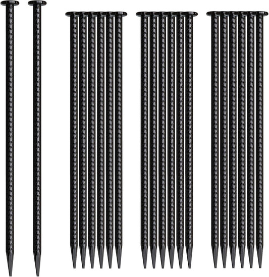 16 Inch Rebar Stakes 20 Pack Heavy Duty Ground Anchors 1/2 Inch Diameter Galvanized Steel Asphalt Anchoring Metal Spikes for Speed Bump, Parking Curb and Camping Tent