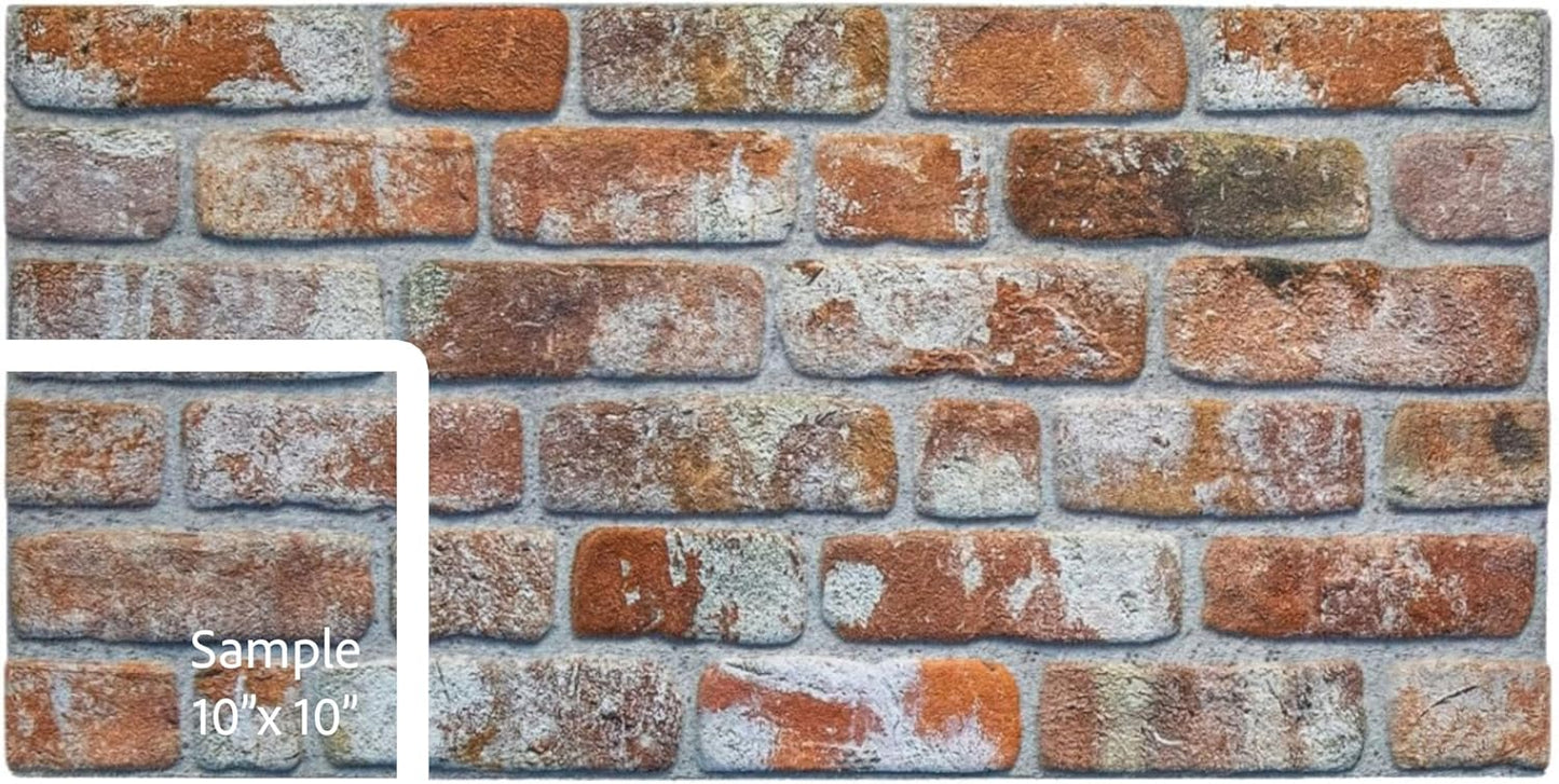 Dundee Deco 3D Wall Panels Faux Brick - Cladding Red Grey Brown Stone Look Wall Paneling, Styrofoam, Sample, Size 10 x 10 in.