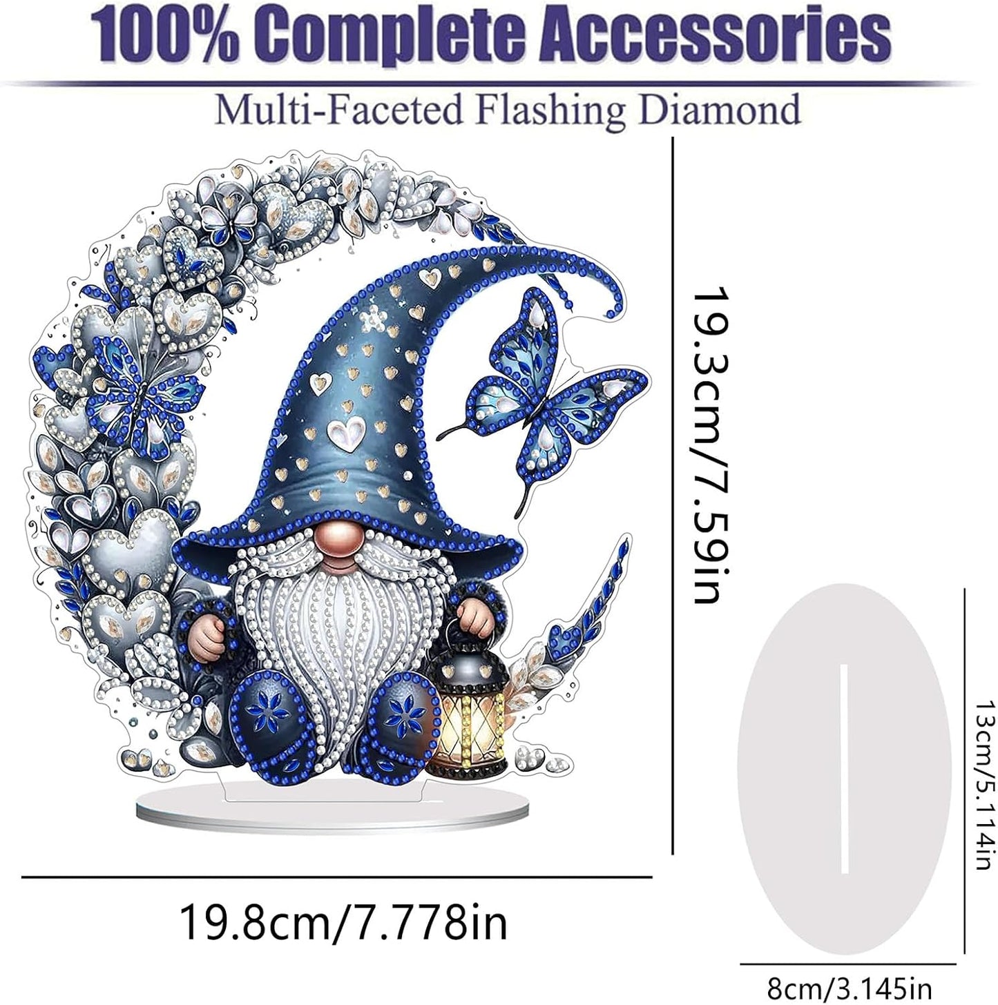 Diamond Painting Kits for Adults Beginners, 5D Full Drill Dwarf Moon Crystal Art Desktop Ornament, DIY Single Sided Home Office Desk Decor, Creative Craft Gift Set with Tools