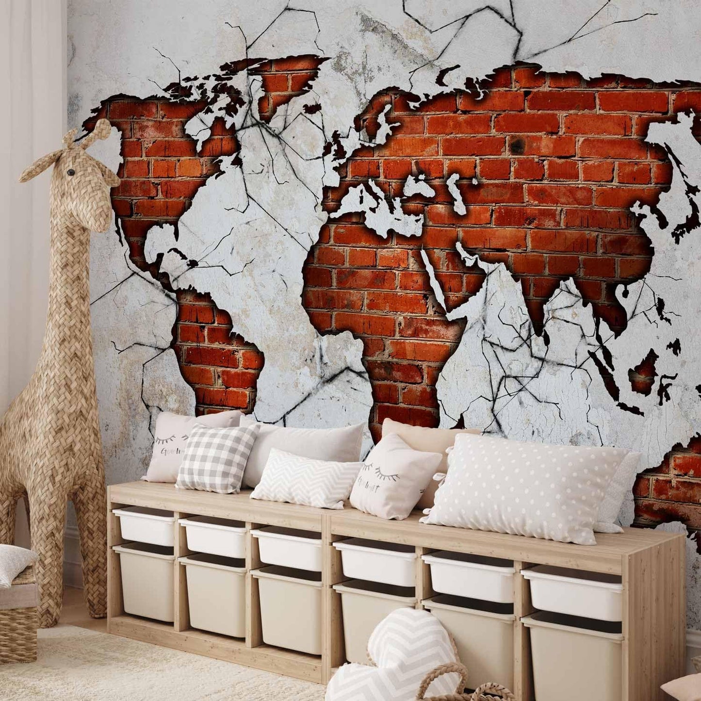 artgeist Wall Mural World Map 138x101 in - XXL Non-Woven Wallpaper Fleece Wall Decor Photo Print Picture Image Design Map of The World k-A-0495-a-a