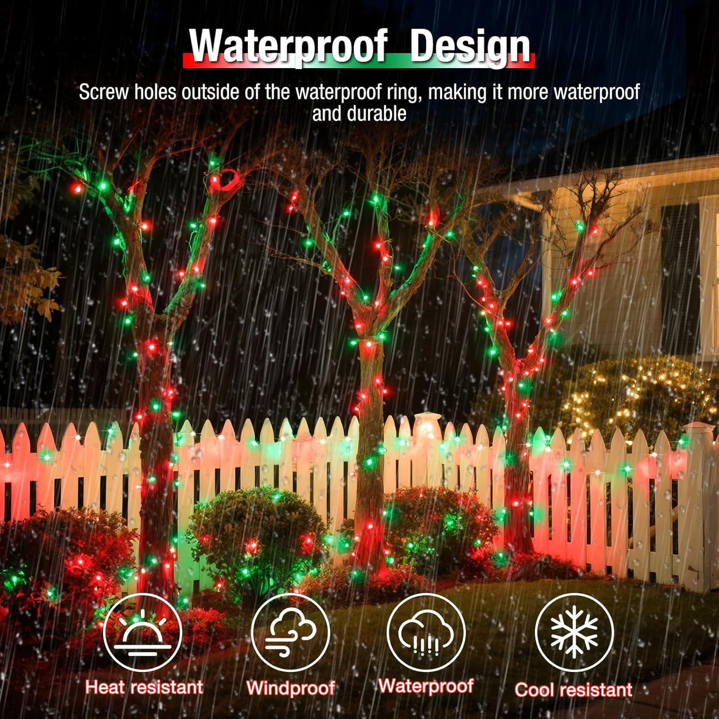 btfarm 2 Pack Solar String Lights Outdoor, 160LED 66FT Solar Fairy Lights Waterproof 8 Modes, Red Green Copper Wire Solar Powered Twinkle Lights for Outside Tree Garden Christmas Wedding Party Decor
