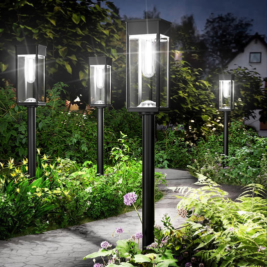 Solar Pathway Lights Outdoor,6 Pack Bright Solar Lights Outdoor,IP65 Waterproof Solar Garden Lights Solar Powered Landscape Lighting for Yard Patio Walkway Driveway Pathway (Cool White)