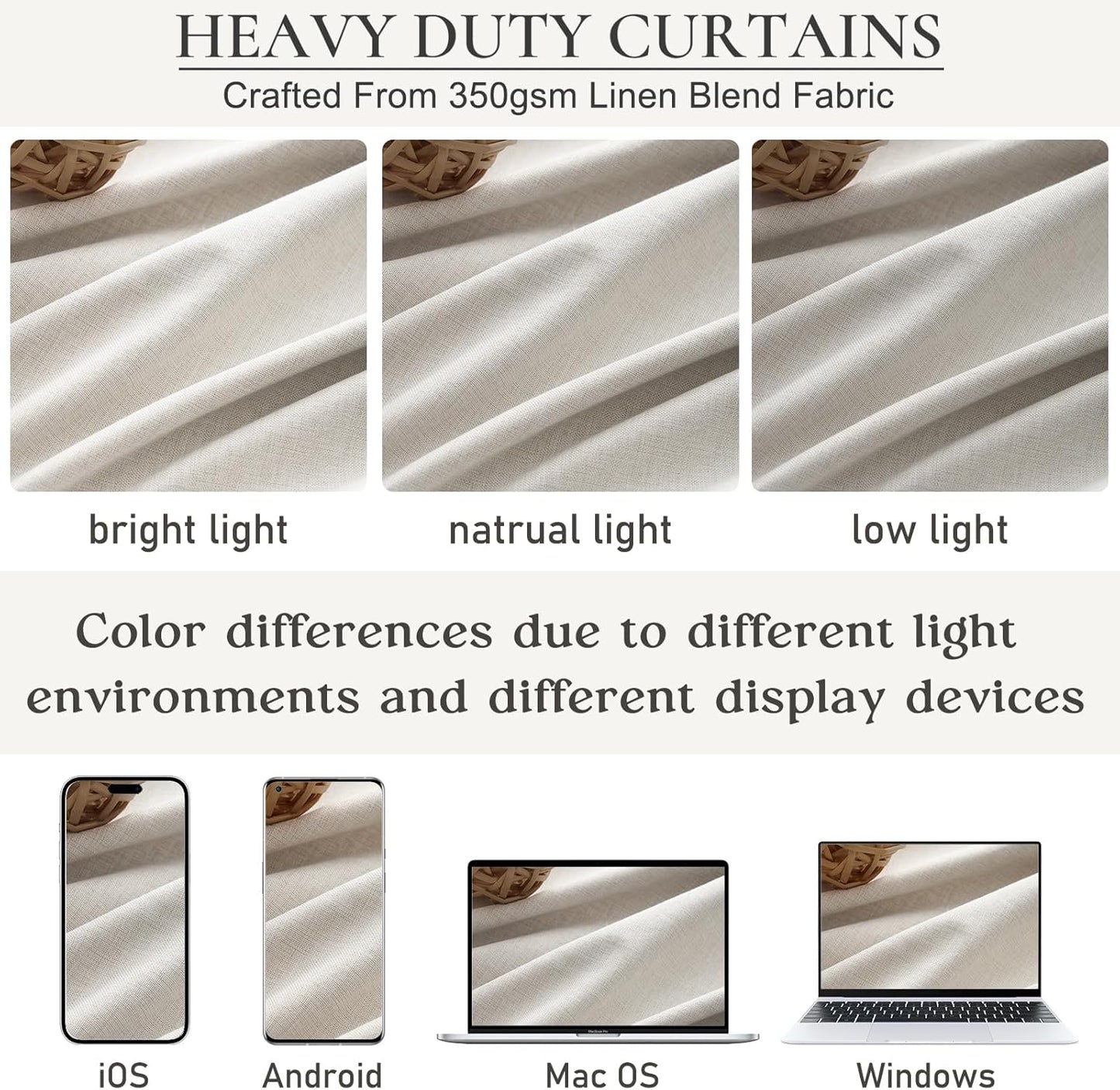 Blackout Curtains 95 Inches Long Custom Rustic Curtain for Living/Dining Room Darkening Linen Curtains & Drapes Weather Burg Thermal Insulated Cabin Back Tab/Hook Track Off White Pinch Pleated 2Panels
