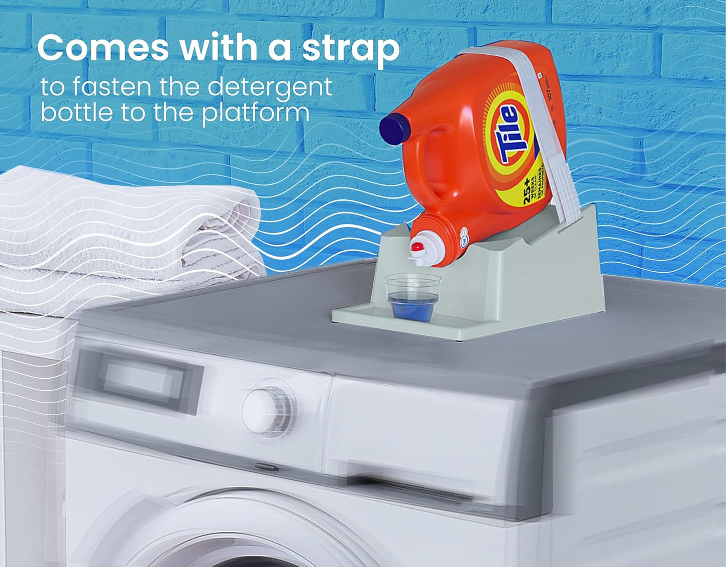 TidyFriend Laundry Detergent Holder Stand Organizer with Drip Tray, Laundry Soap Holder with Non-Slip Rubber Feet for Washing Space Organization, Angled Downward Slope for Easy Pouring (Blue)