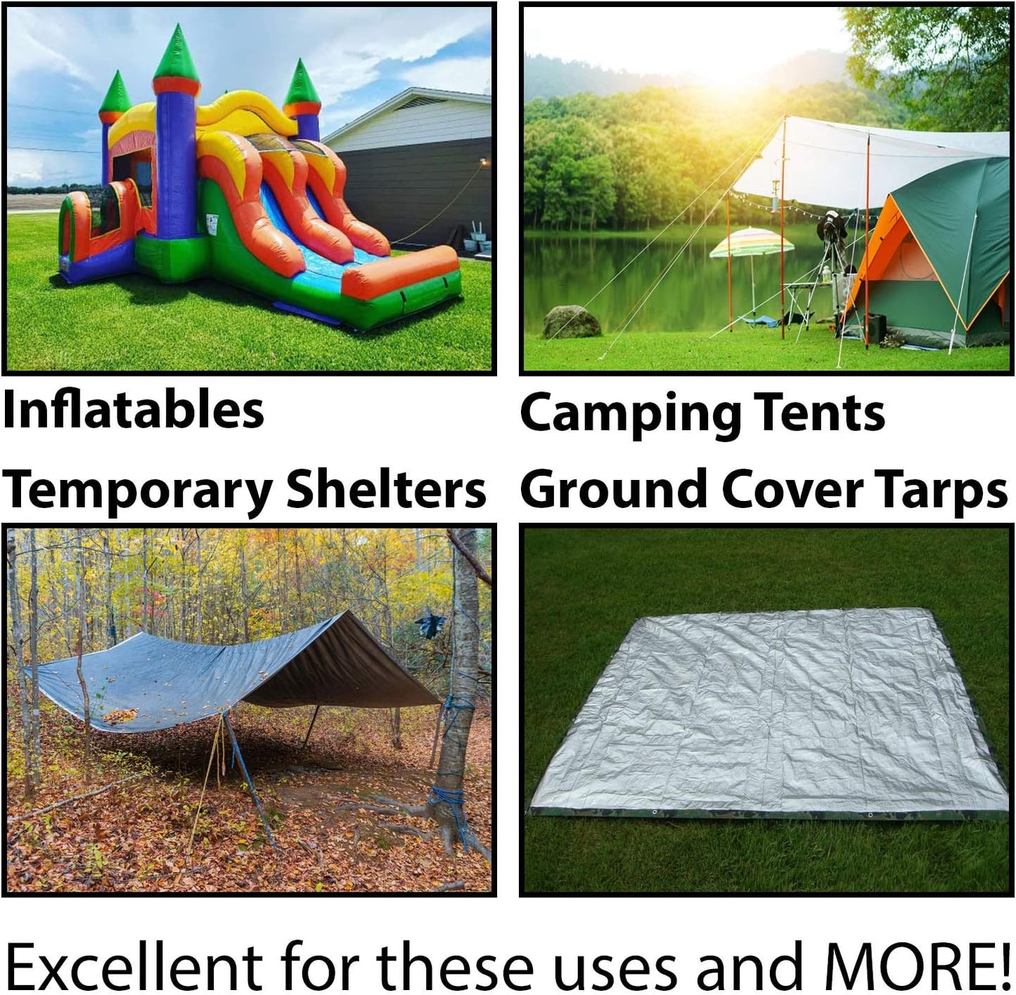 Moose Supply Steel Tent Stakes Heavy Duty Ground Stake, Metal Stakes to Anchor Commercial Inflatables, Outdoor Camping Canopy, Fence, Garden Tent Accessories, 1" Diameter x 18" Length, 10 Pack