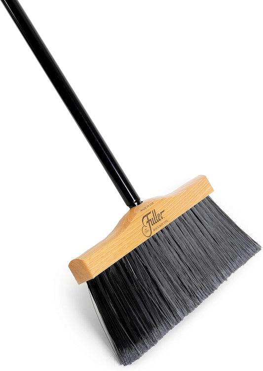 12” Upright Broom with 2 Piece Black Steel Threaded Handle