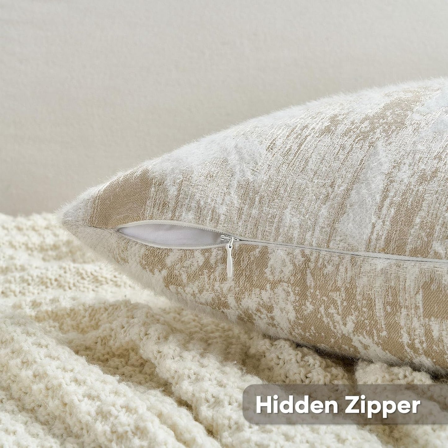 FUTEI Brown White Decorative Throw Pillow Covers 12x20 Inch Set of 2,Soft Faux Cashmere Jacquard - Textured & Cozy Pillow Case,Modern Home Decor for Couch Bed Living Room