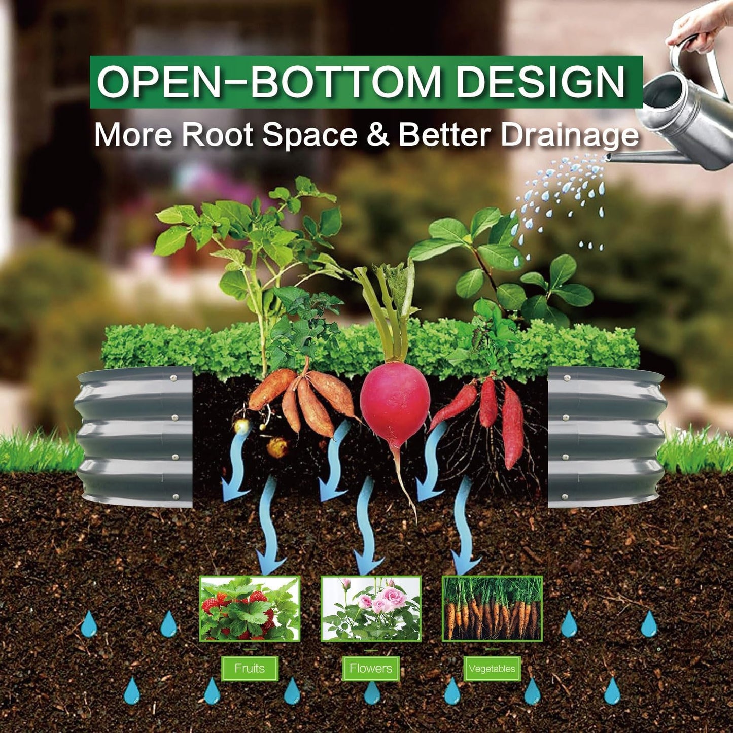 Gardmax 2 Pack Galvanized Raised Garden Bed, Lightweight Planter Boxes Outdoor with Easy Assembly, Large Garden Bed for Vegetables, Fruits, Flower Dark Grey