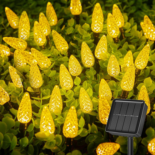 Brightown Solar Operated C6 Strawberry String Lights, 22.64ft 50 LEDs Warm White LED Christmas Fairy Lights, Solar Christmas Lights Outdoor, Christmas Decorations for Christmas Tree, Garden Decor