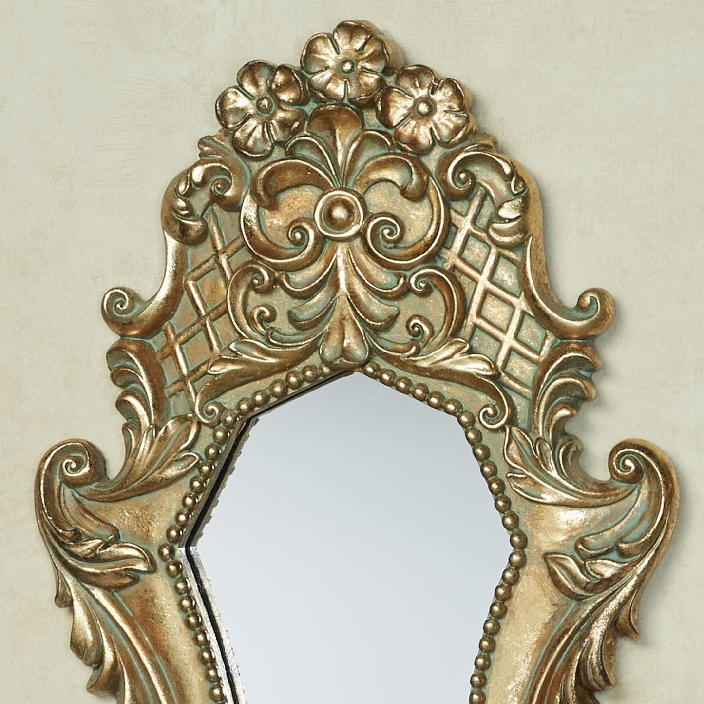 Lattice Scroll Gold Traditional Classic Wall Mirrors | Set of Three | Vintage Accent Hanging Mirror for Bedroom, Living Room, Office, Hallway | Victorian Style Decor