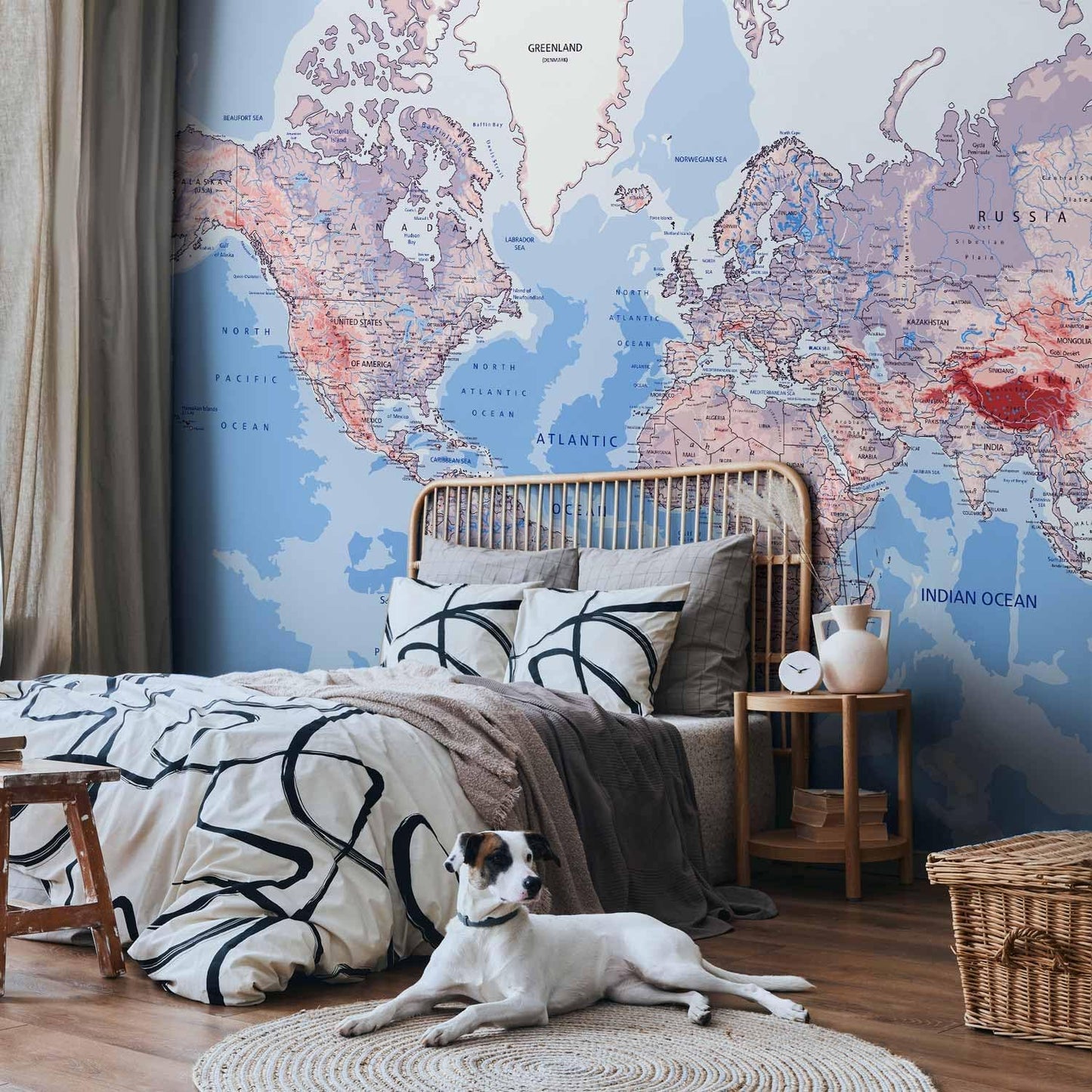 artgeist Wall Mural World Map 118x83 in - XXL Non-Woven Wallpaper Fleece Wall Decor Photo Print Picture Image Design Home Map of The World k-A-0061-a-b