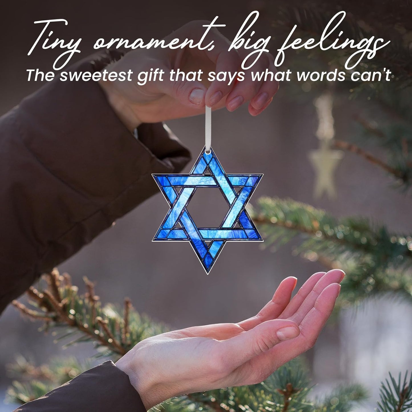 FLAGWIX Hanukkah Gifts for Women Men - Acrylic Christmas Ornaments 2025 - Hanukkah Ornaments for Tree, Chanukah Decorations, Star of David Tree Topper, Spiritual Religious Gifts for Women Mom Grandma