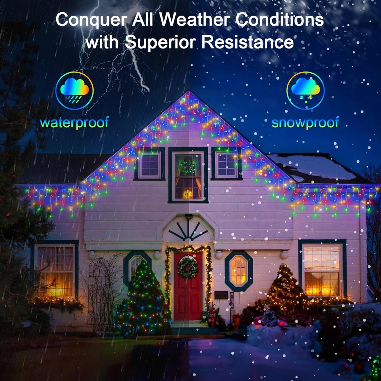 132FT 1332 LED Outdoor Christmas Lights - 296 Ice Drops, 12 Pro Modes with Timer Memory & Brightness, Waterproof Hanging Ice String Light for Holiday Wedding Garden Fence House Decor (Multicolor)
