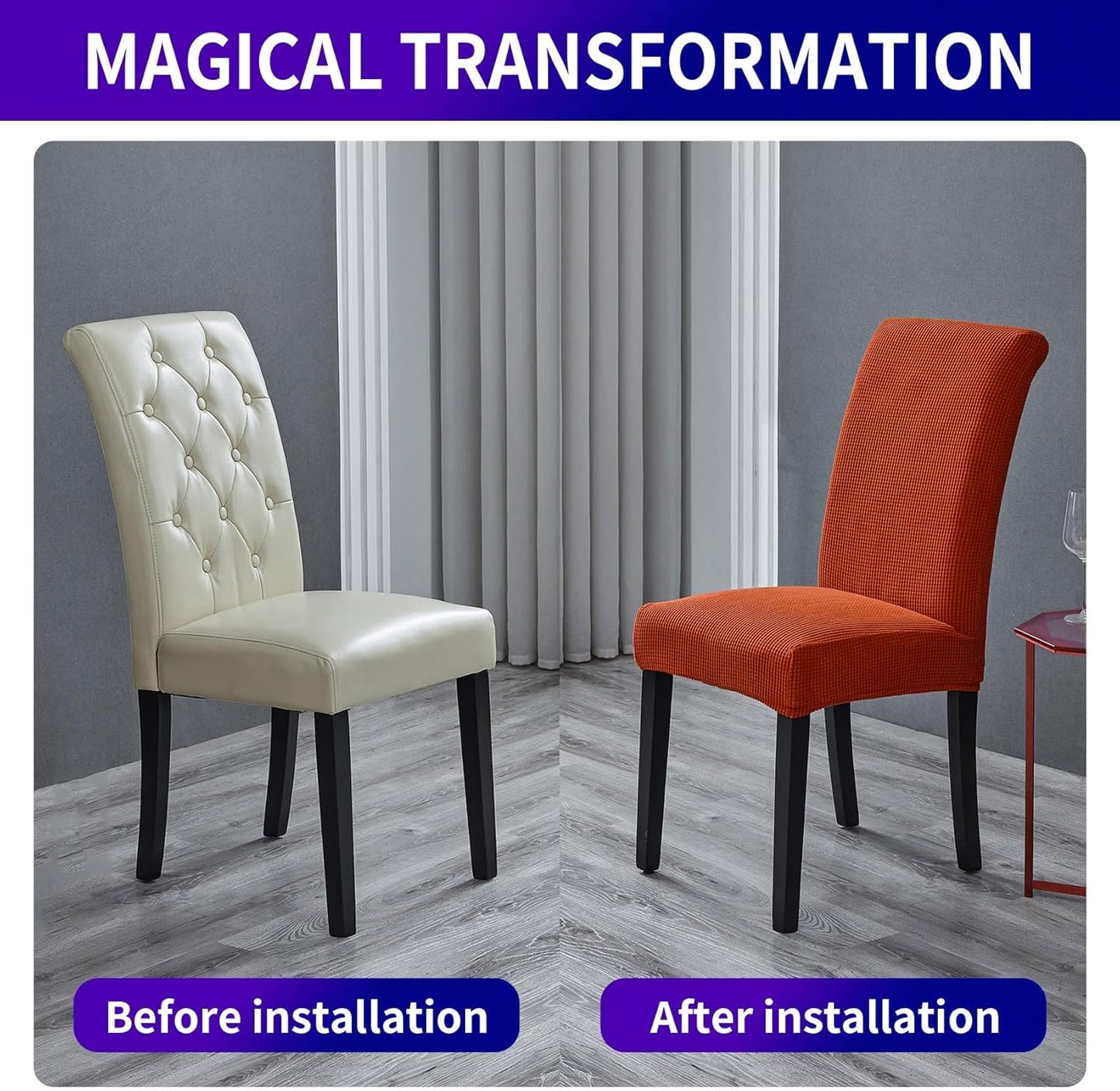 Howhic Stretch Chair Covers for Dining Room Set of 8, Removable Washable Dining Room Chair Covers, Dining Chair Slipcovers Seat Protector, Great Decor for Home and Banquet (Pureed Pumpkin, 8 Pack)