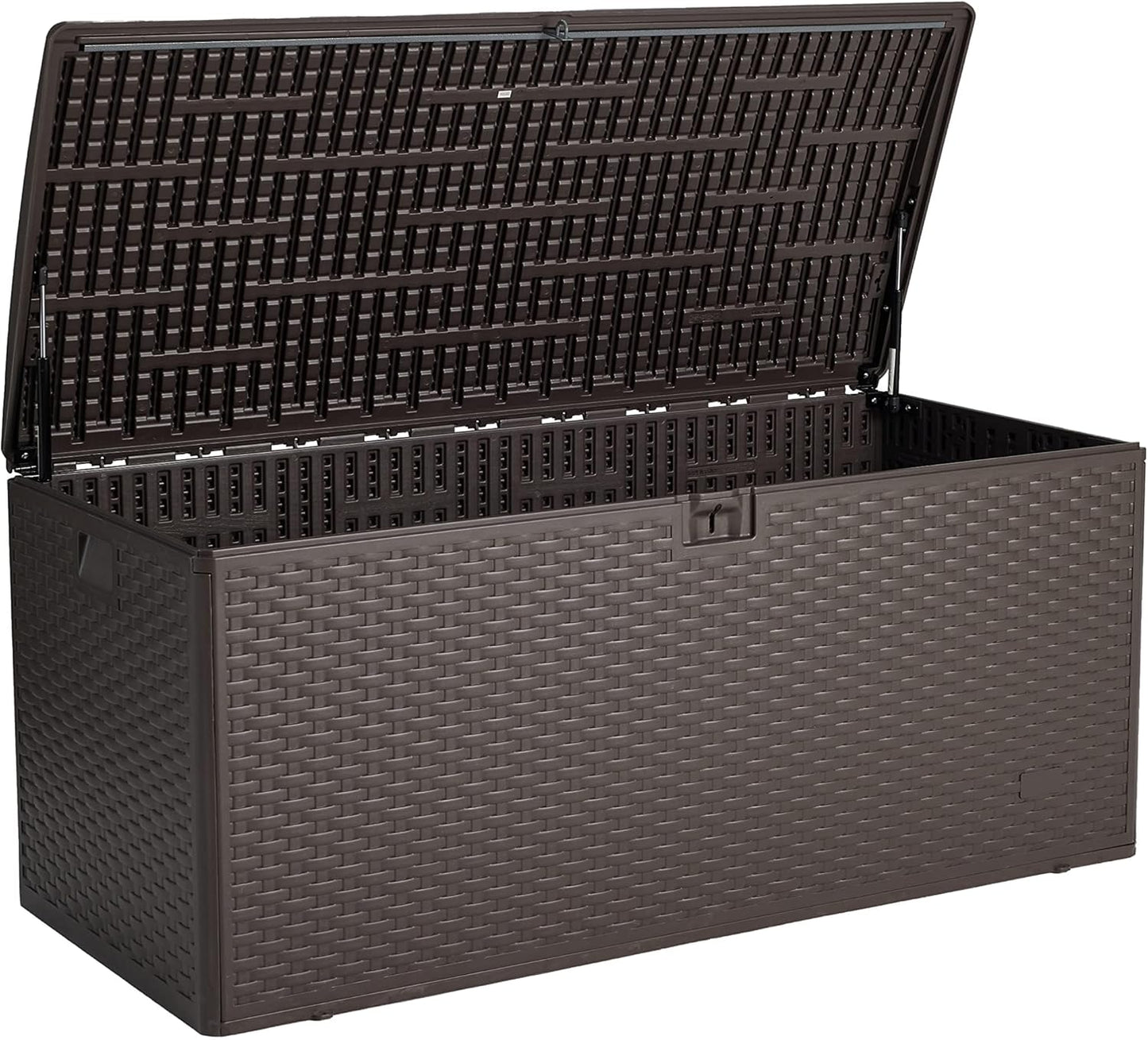 Amazon Basics Outdoor Patio Storage Box 150 Gallon Deck Box, Waterproof and Weather-resistant, Furniture Cushions Garden Tools, Brown