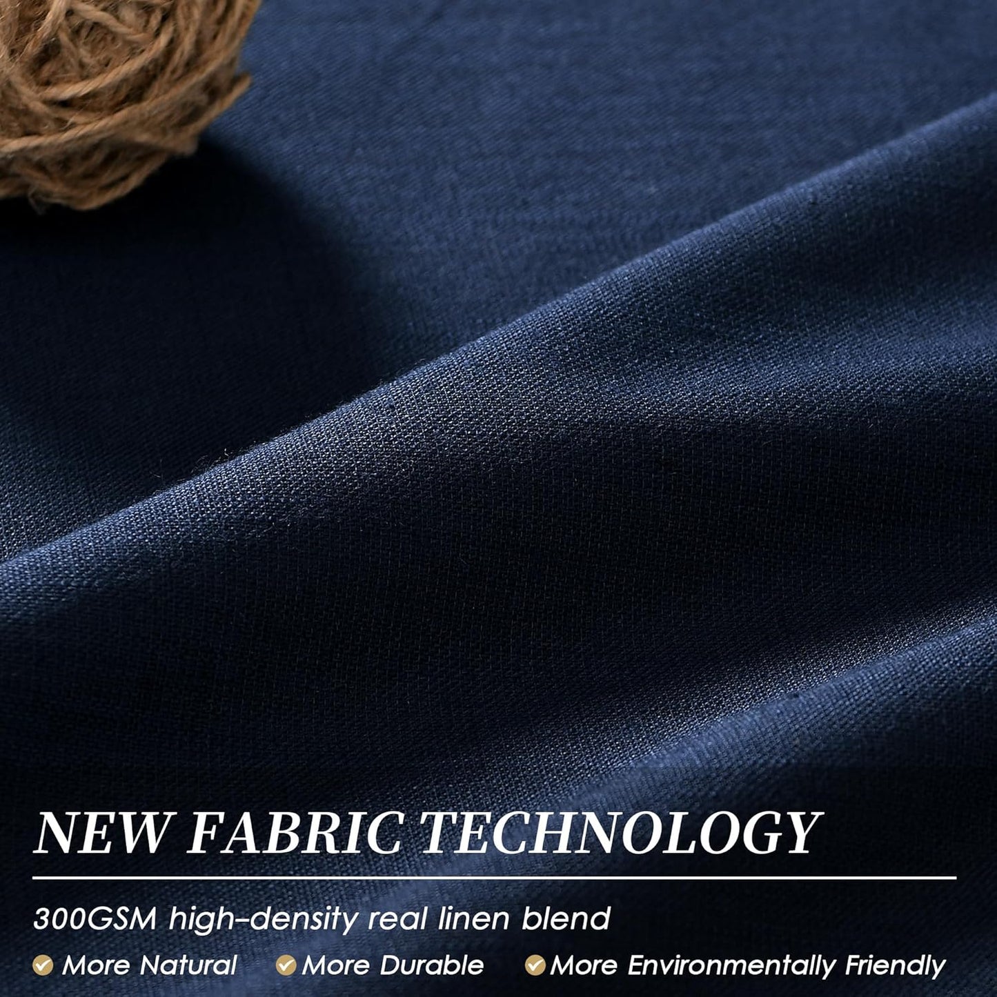 BOODII Room Darkening Curtains Navy Blue Black Out Curtains 96 Inches Long 2 Panels Back Tab Blackout Linen Curtain for Sliding Door Modern Farmhouse Living Room Window Drapes Soundproof 52x96