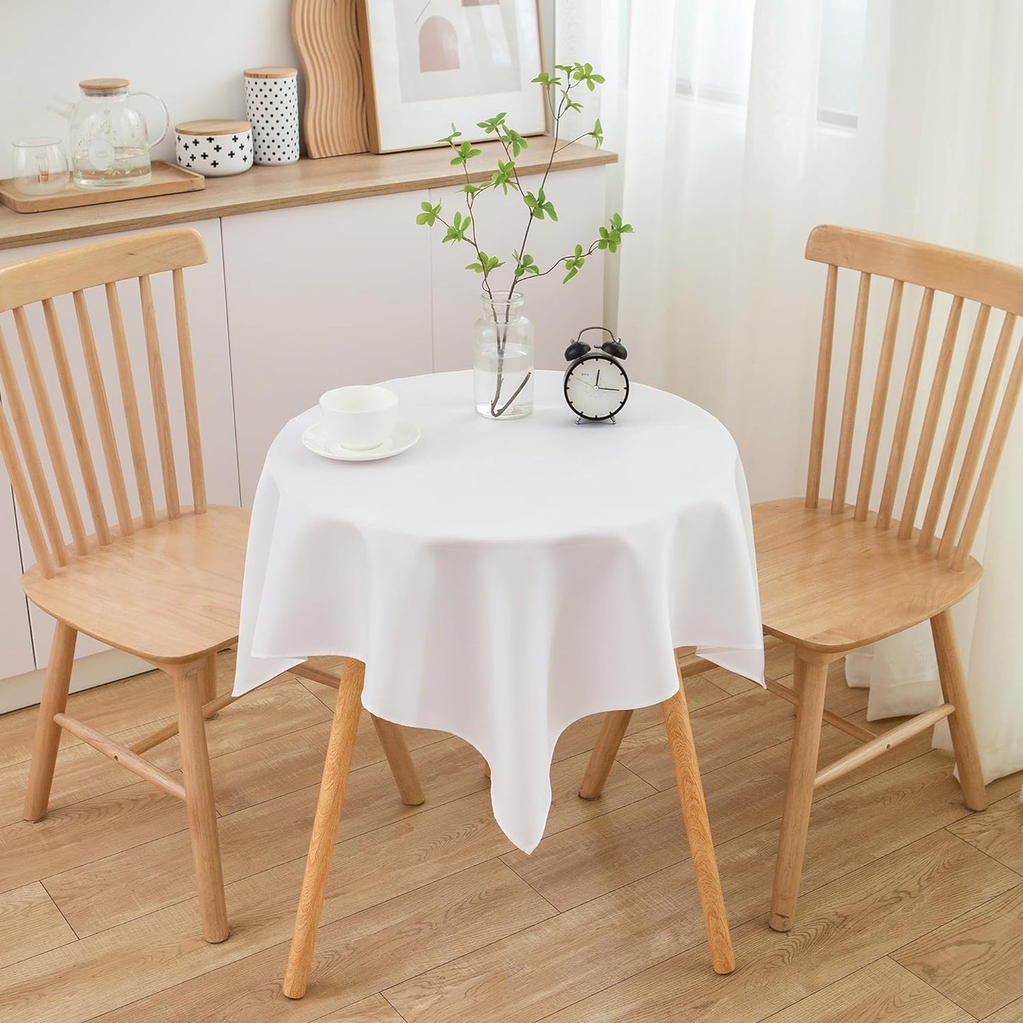 sancua Small Square Tablecloth 36 x 36 Inch White (Fits 20-30 Inch Tables), Stain and Wrinkle Resistant Washable Fabric Table Cloth for Dining Party Table Cover for Nightstand End Bedside Tables