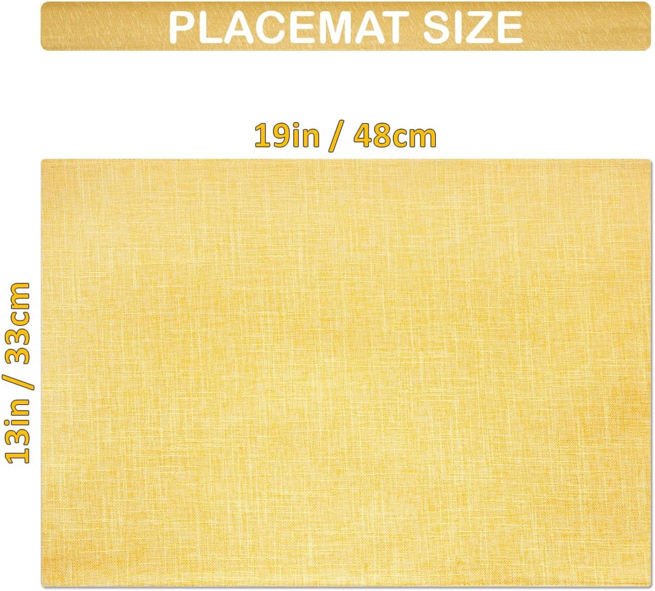 Placemat Set-Washable Place Mats for Parties, Elegant Table Mats for Kitchen Table, Set of 4 Dining Table Placemats, Heat-Resistant Cloth Placemats for Indoor and Outdoor,13x19-Yellow