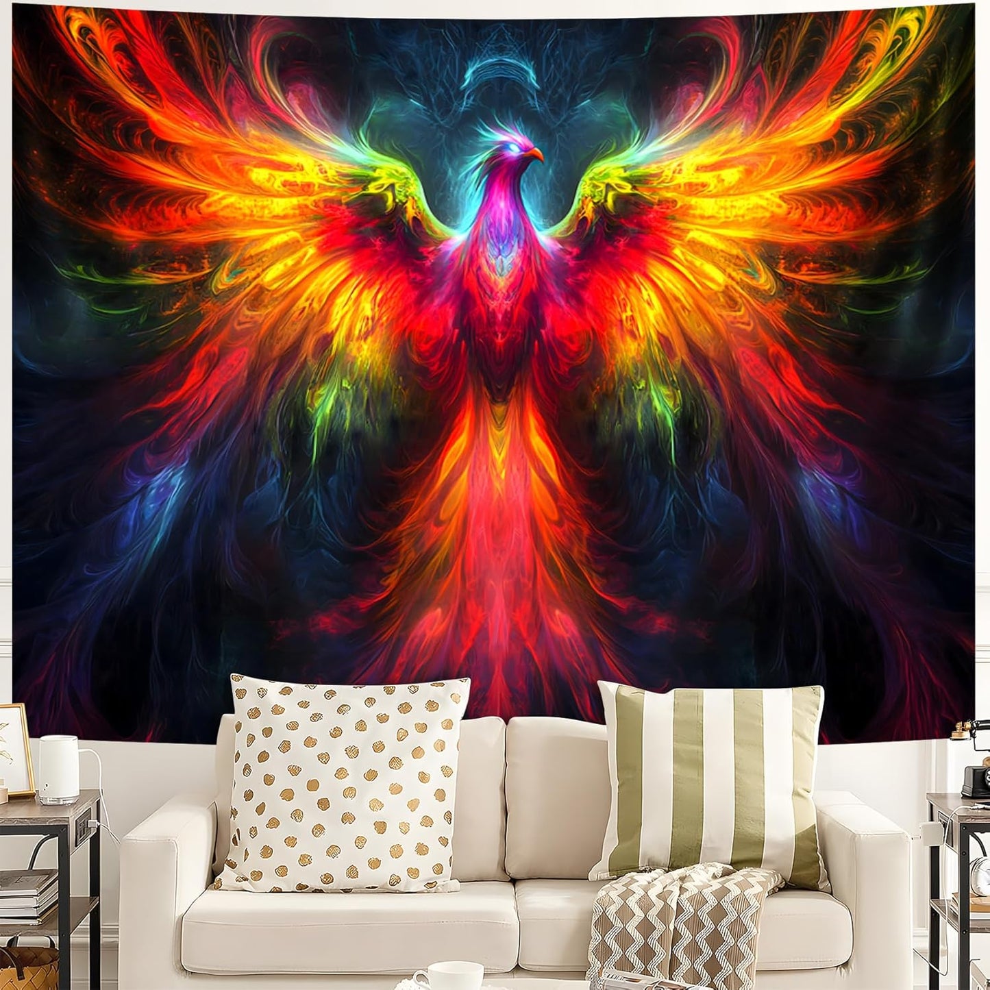 Blacklight Tapestry,WingTapestry Glow In The Dark,UV Reactive Black Light Upright Posters Wall Hanging for Bedroom Dorm Living Room Backdrop Decor (wing16, 59L" x 51W")