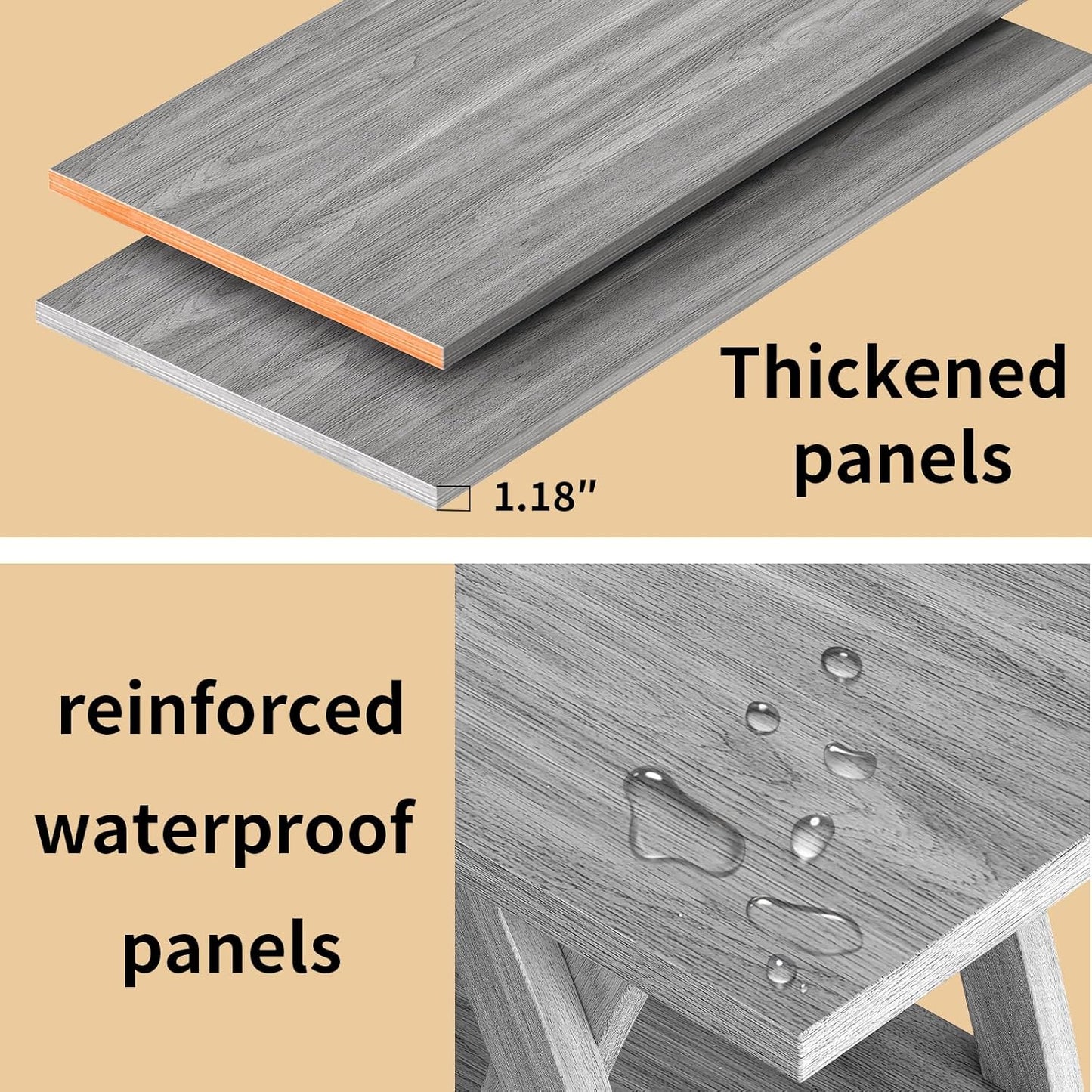 47” Wood Coffee Tables for Living Room Rustic Stands with Storage Shelf Grey Coffee Tables for Living Room Farmhouse Center Stands with Shelf Farmhouse Rectangle Center Table