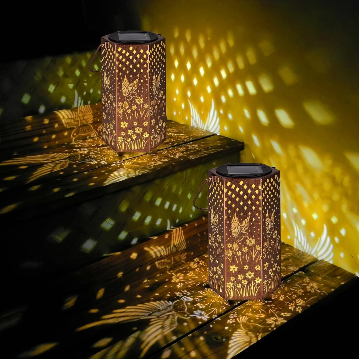 2 Pack Hummingbird Solar Lanterns Outdoor Waterproof - Birthday Gifts for Women, Men, Mom, Solar Lights Outdoor Hanging Garden Decor for Outside, Patio, Outdoor, Yard, Lawn, Balcony
