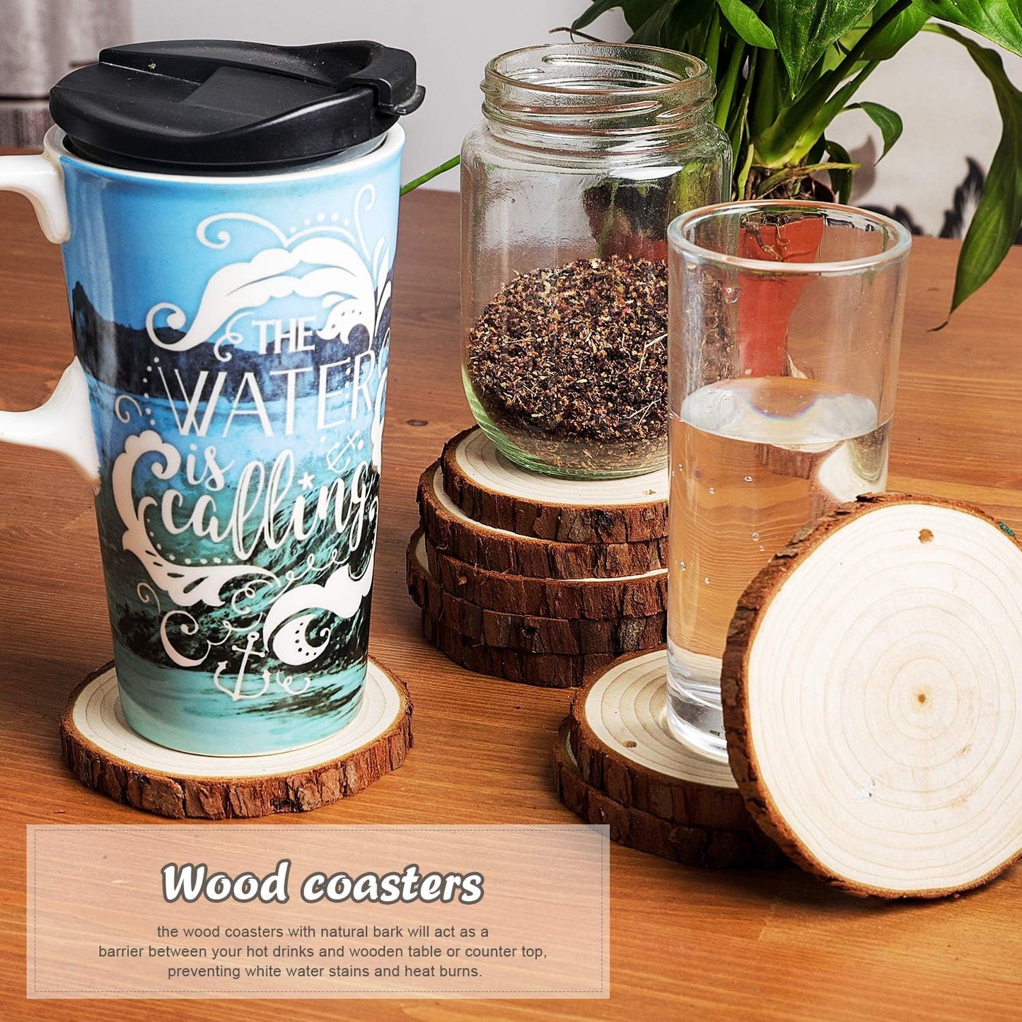 5ARTH Natural Wood Slices - 30 Pcs 2.7-3.1 inches Craft Unfinished Wood kit Predrilled with Hole Wooden Circles for Arts Wood Slices Christmas Ornaments DIY Crafts