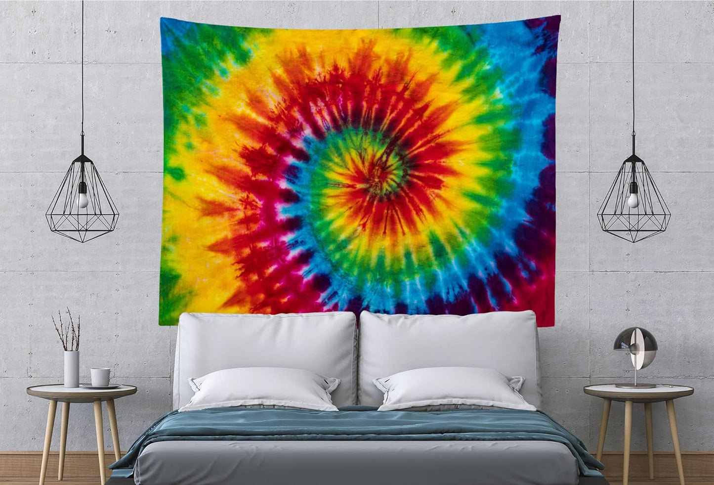 Loccor 8x6ft Tie Dye Tapestry Colorful Red Blue Yellow Green Orange Purple Retro Abstract Psychedelic Swirl Wall Hanging for Living Room Bedroom Dorm Home Decor （Pattern Painted on Polyester Fabric）