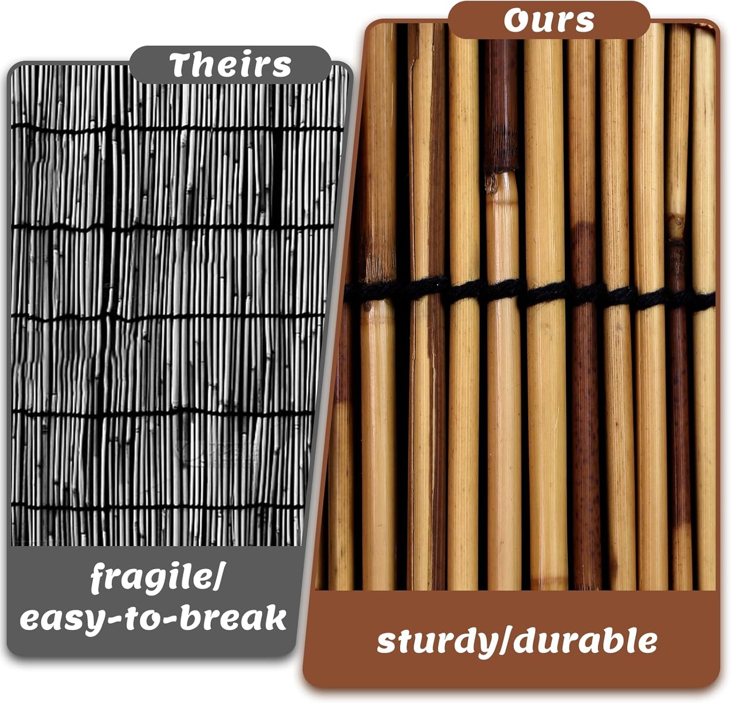 2 Pack Natural Reed Fence,4FT X 16.4FT Bamboo Fencing Privacy Reed Screening for Outdoor, Gallery, Restaurant, Hotel, Patio (Brown)