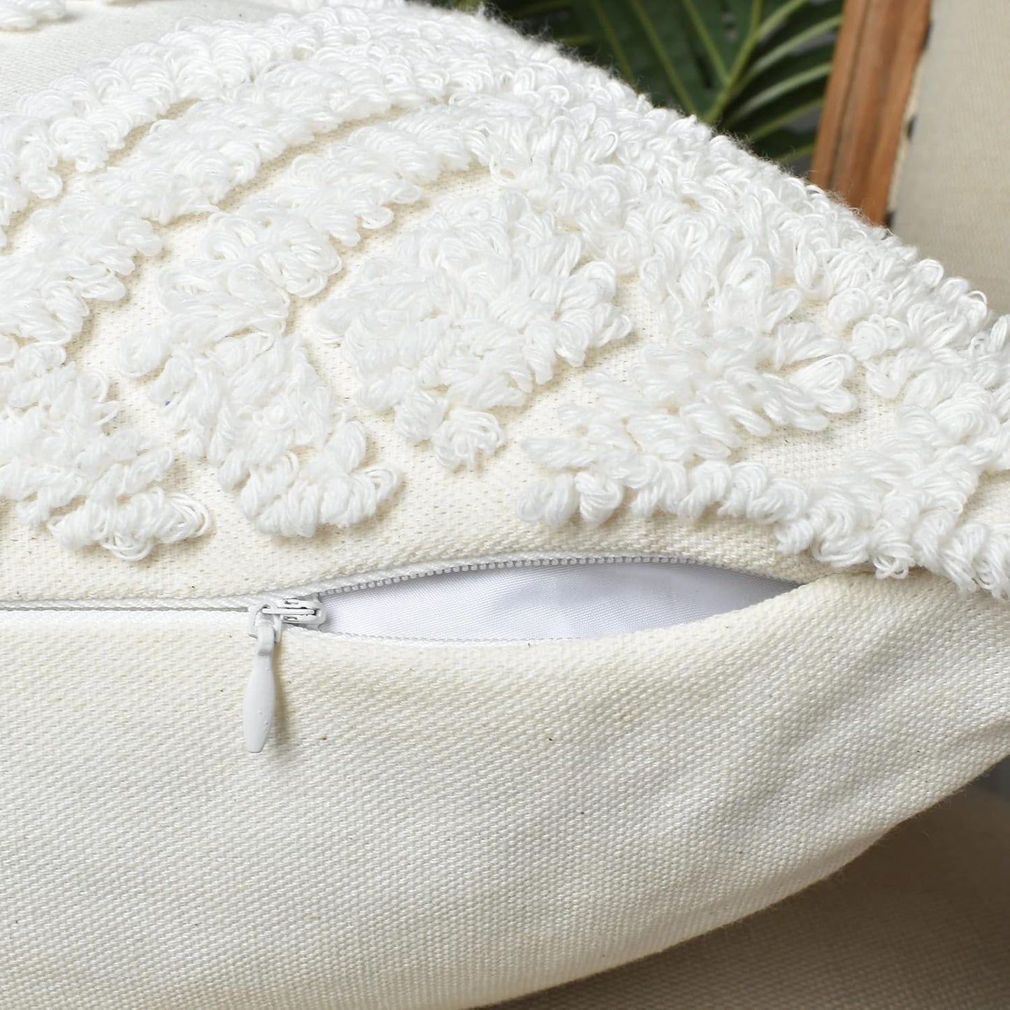 Boho Style Sofa Throw Pillow Covers – Exquisitely Crafted with Hand-Finished Tuft with Thick Cotton Tassel Details – Soft & Stylish Moroccan Decorative, 20x20inch (Spring Ruched)