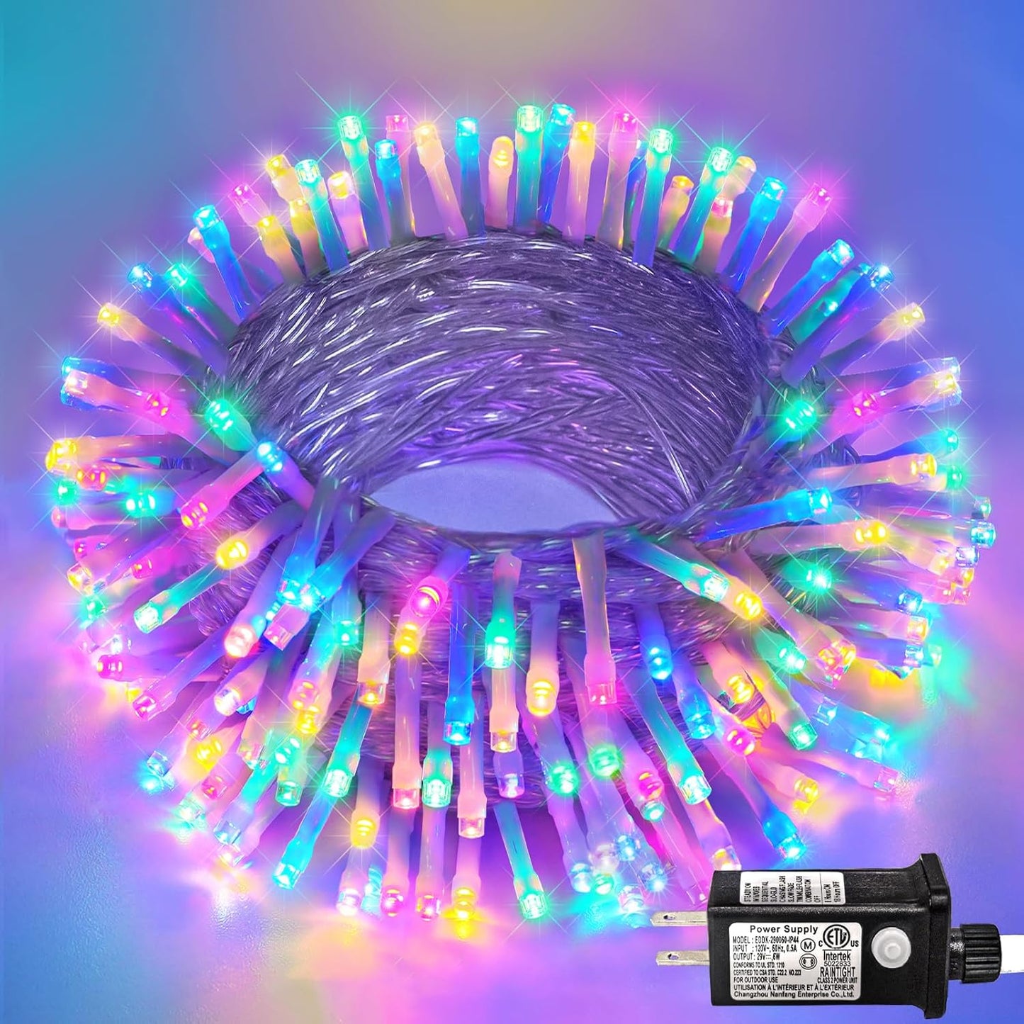 Christmas Lights Outdoor Waterproof Colorful String Lights Indoor 8 Modes Clear Wire 66ft 200 LED, Colorful Twinkle Fairy Light Plug in for Bedroom Wedding Party Decorations