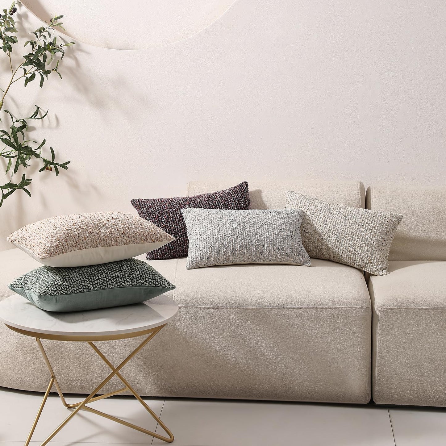 Striped Throw Pillow Covers 12x20 Set of 2 Colorful Purple Textured Boucle Chic Morden Boho Accent Farmhouse Rectangular Lumbar Decorative Couch Pillow Covers for Home Decor Bed Sofa Living Room